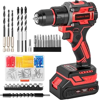 21V Brushless Cordless Drill Set, PowerDrill with Charger, 575 Inch Pounds, 3/8" Metal Keyless Chuck ElectricDrill, Compact Design, 25+1Position, 87Pcs Accessories