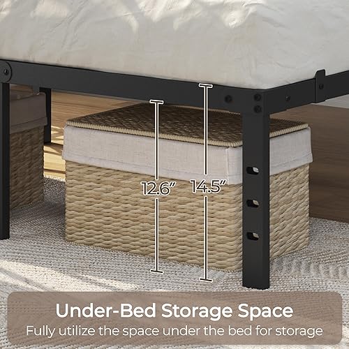 Miniatura 9 de Yaheetech Base de cama de tamaño matrimonial de 14 pulgadas, plataforma de metal duradera con soporte de acero resistente, base de colchón