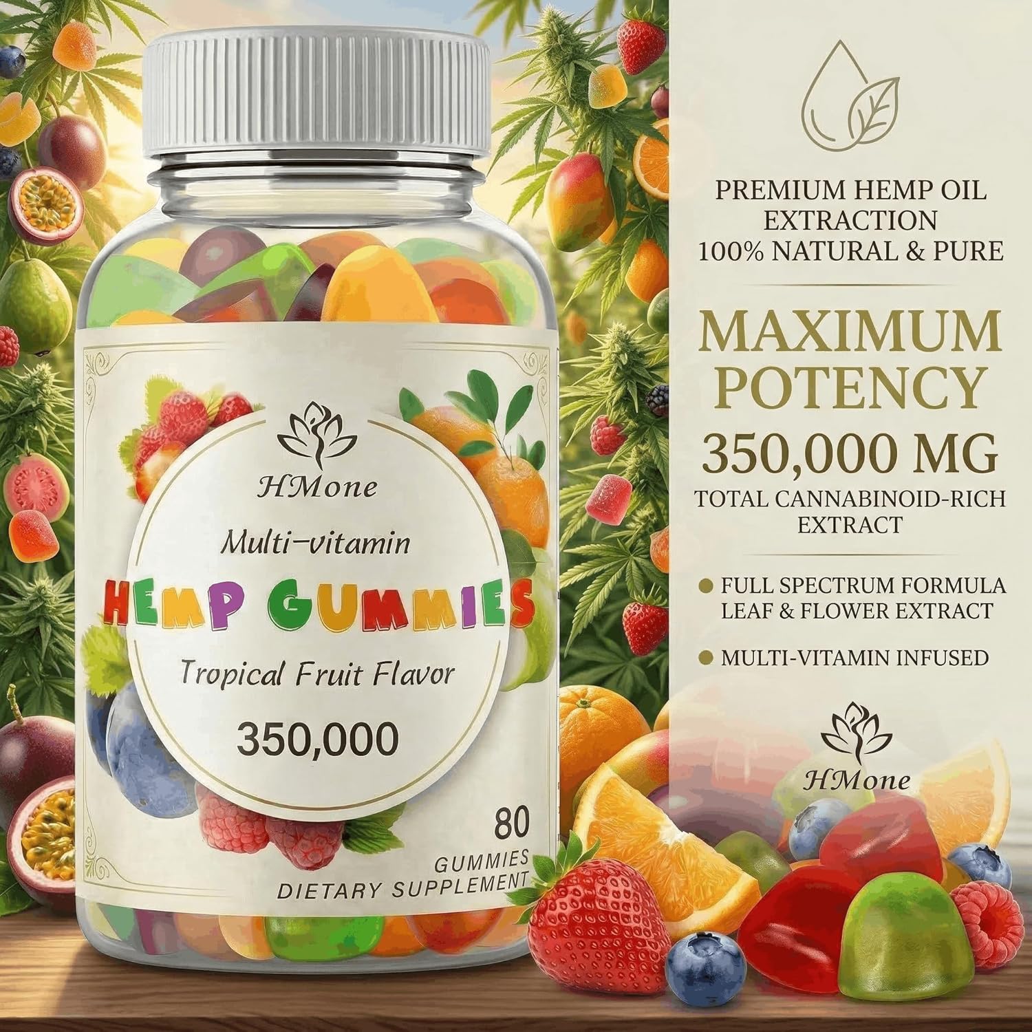 Hemp Gummies for Pain, Sleep, Anxiety - 2 Pack Extra Strengthen High Potency with Pure Natural Organic Hemp Oil Extract Vegan Edible Bear Candy - Non-GMO, Vegan, Low Sugar