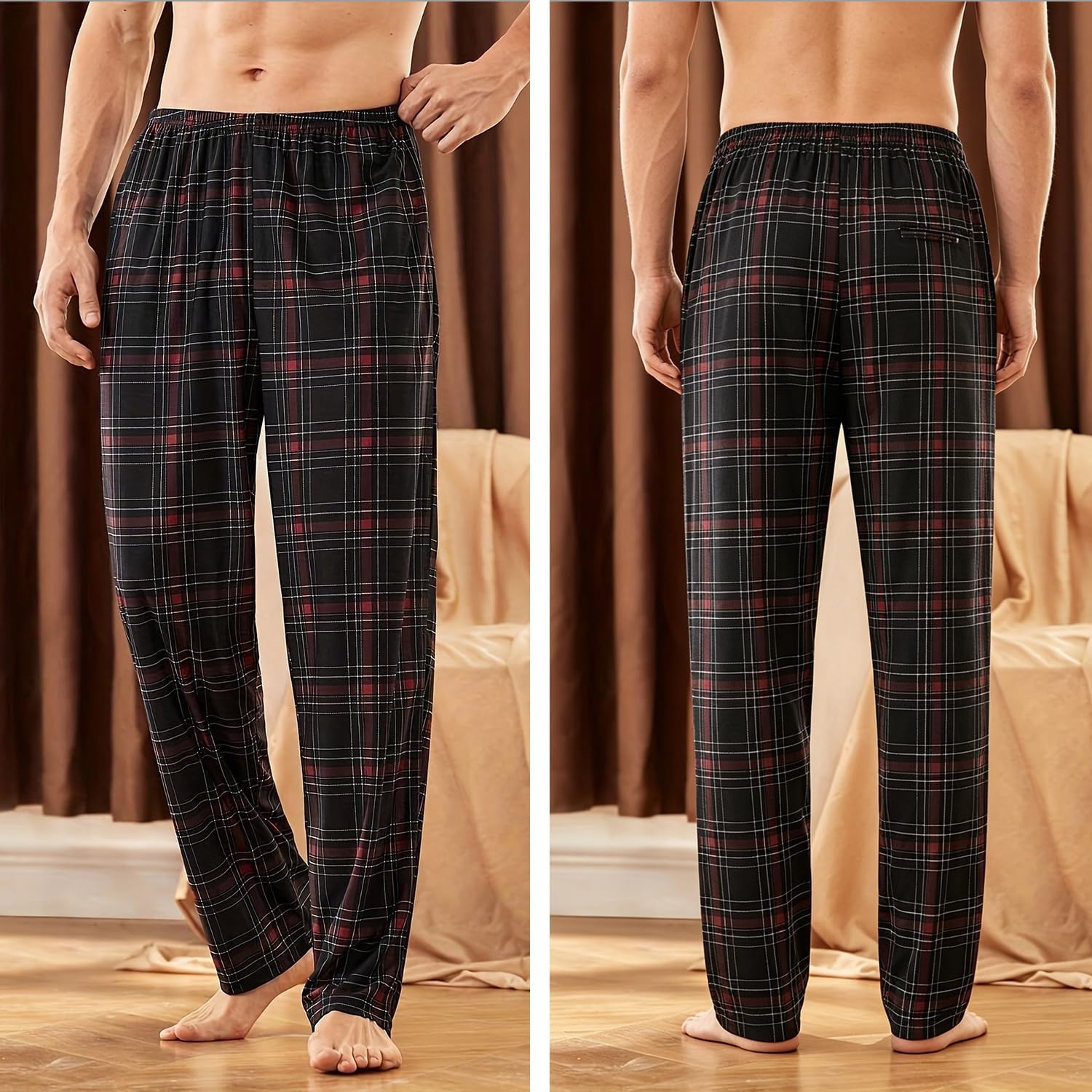 Men's Long Pajama Pants Breathable Comfortable Lounge Sleep Bottoms Loungewear Cozy Pjs