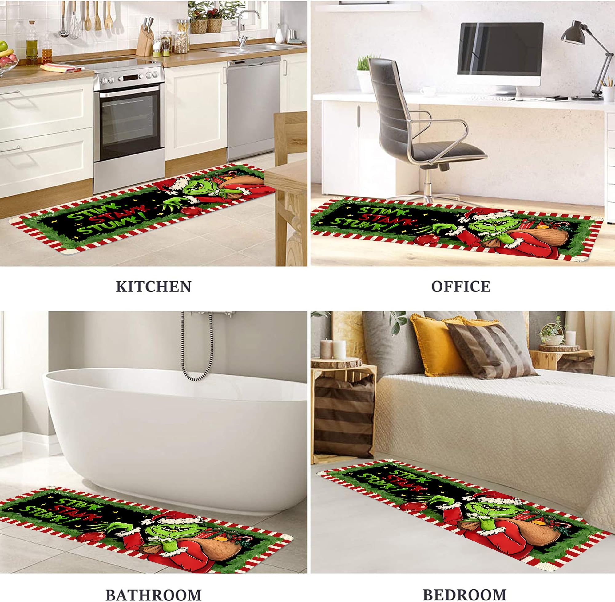 2 pezzi Tappetini da Cucina,Tappeto halloween,Tappeto passatoia Cucina Lavabile,Impermeabile,Resistente all'olio Durevole Tappetino zerbino Lavabile,per interni,40 * 60cm+40 * 120cm