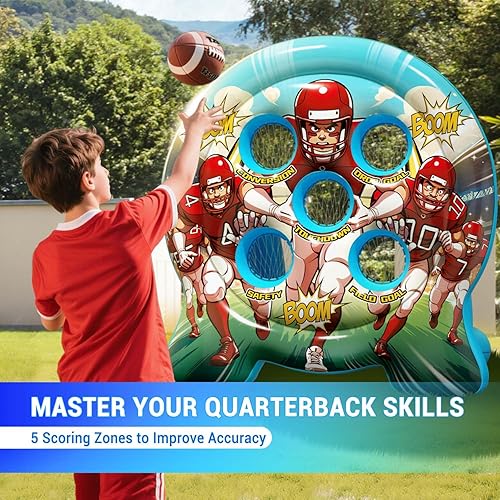 Miniatura 2 de 6Ft Inflatable Football Target Toss Game - Giant Outdoor Carnival Party Games for Backyard & Tailgate - Arcade Sports Toy with Electric Pump - 4