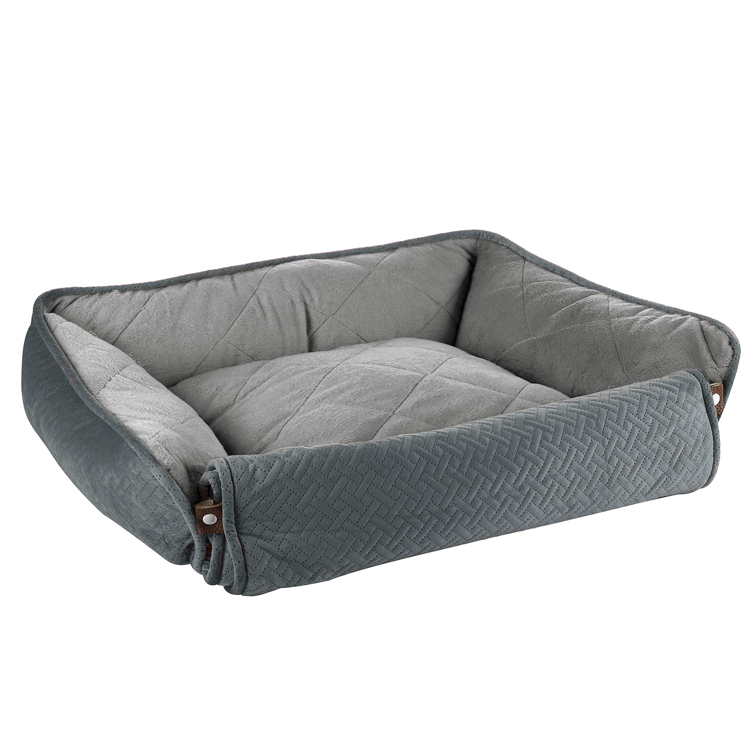 Dog Sofa Bed, Roll Up Furniture Cover Soft Quilted Pet Sofa Non Slip, Anti-Scratch Furniture Protector Couch Bed for Cats & Small Dogs, Grey, 60x50x18cm