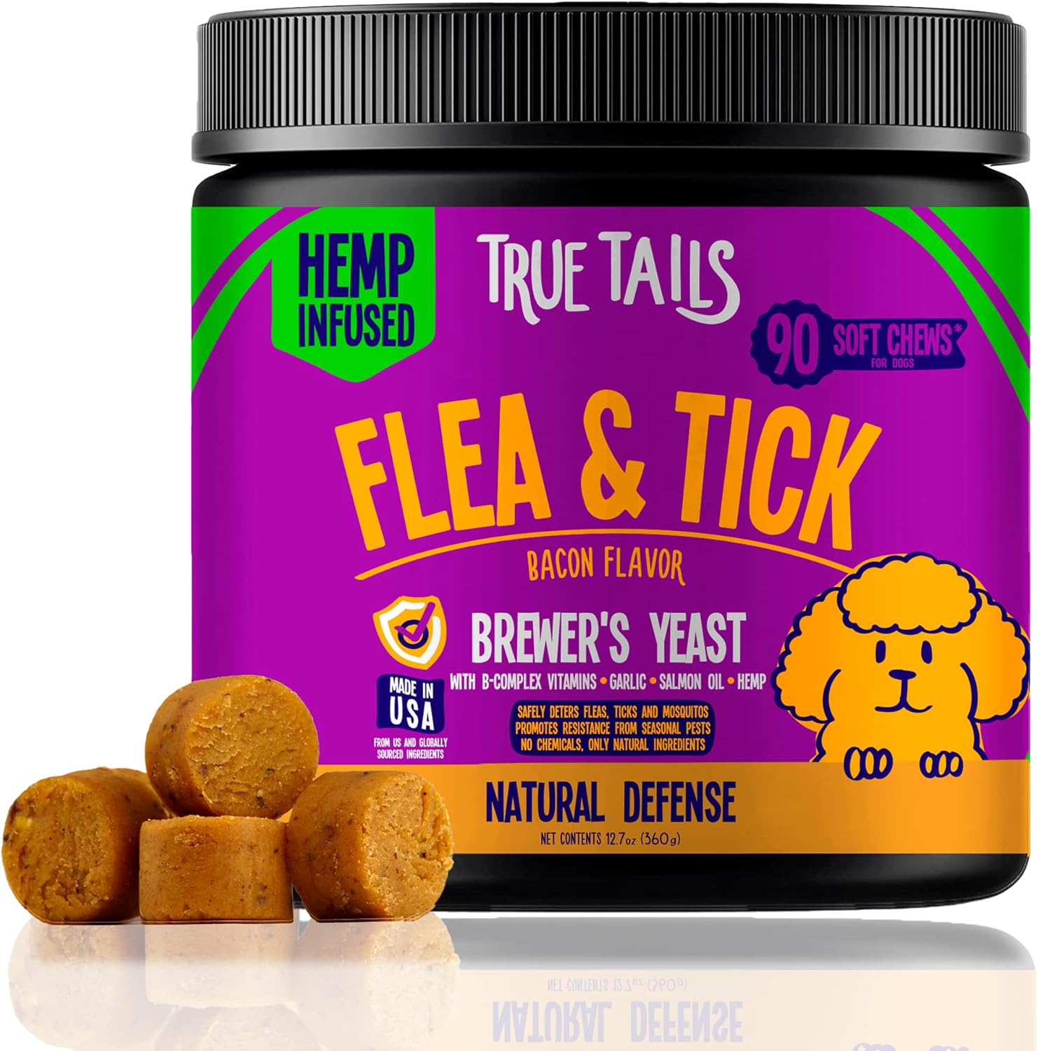 True Tails Flea and Tick Prevention for Dogs 90 Bacon