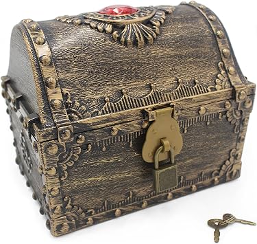 Treasure Chest for Kids, Plastic Toy Pirate Chest Decorative - Teachers Classroom Prize Treasures Collection Storage Box with Lock and Key for Birthday, Halloween, Christmas Party