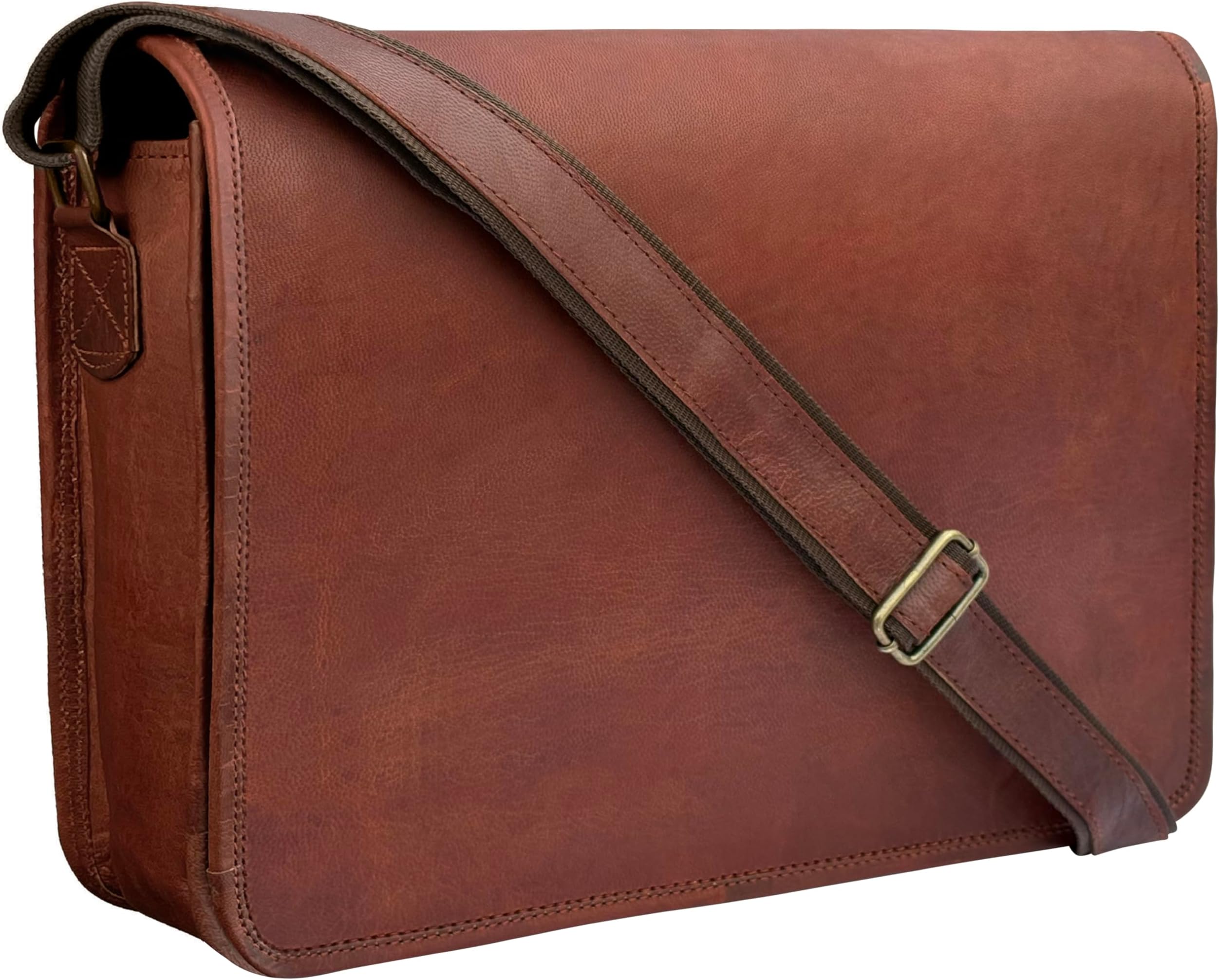 Rustic Town 15 inch Vintage Crossbody Genuine Leather Laptop Messenger Bag