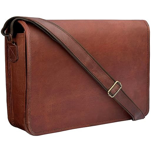 RUSTIC TOWN 15 inch Vintage Crossbody Genuine Leather Laptop Messenger Bag for Men Women