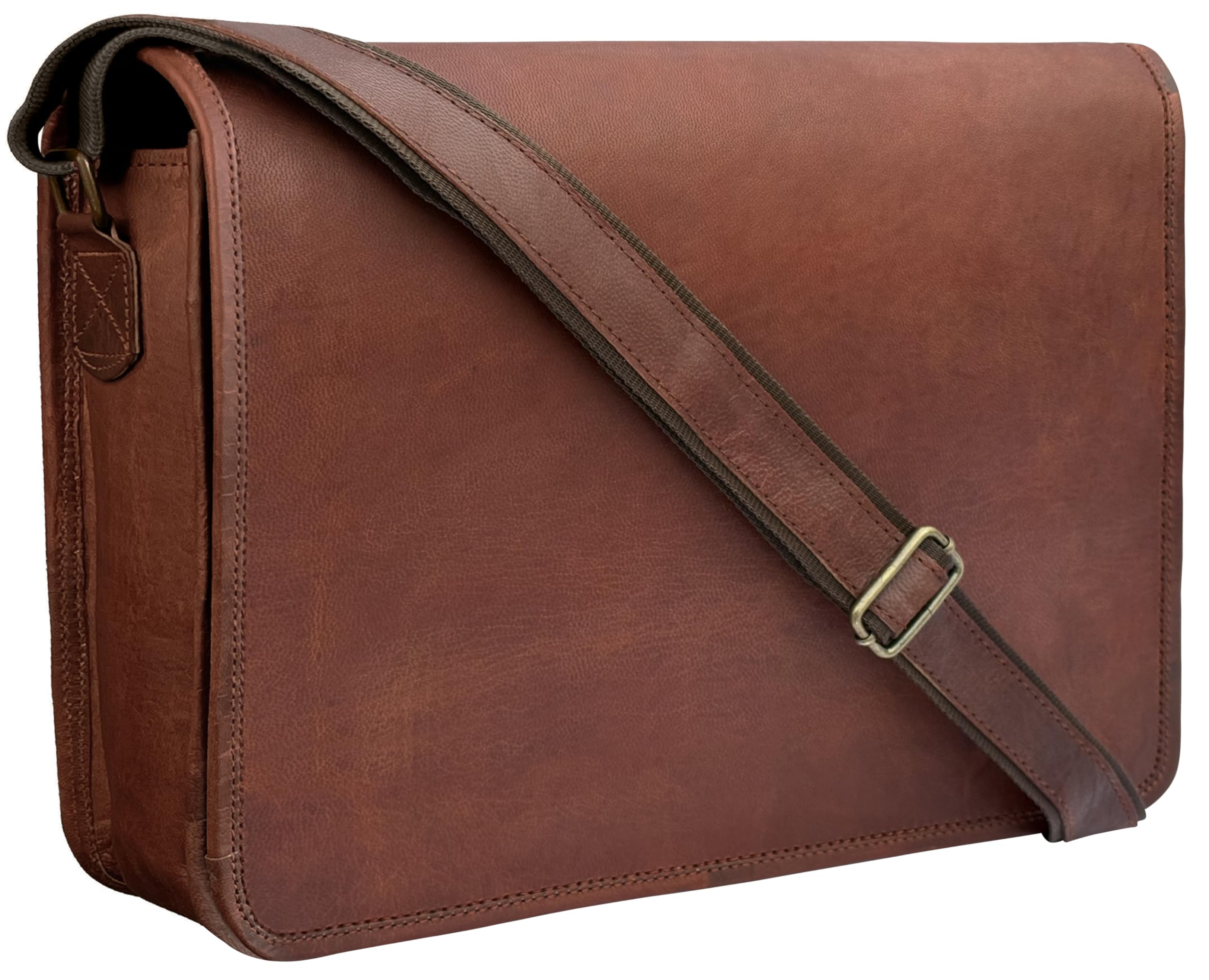 Rustic Town 14 inch Vintage Crossbody Genuine Leather Laptop Messenger Bag