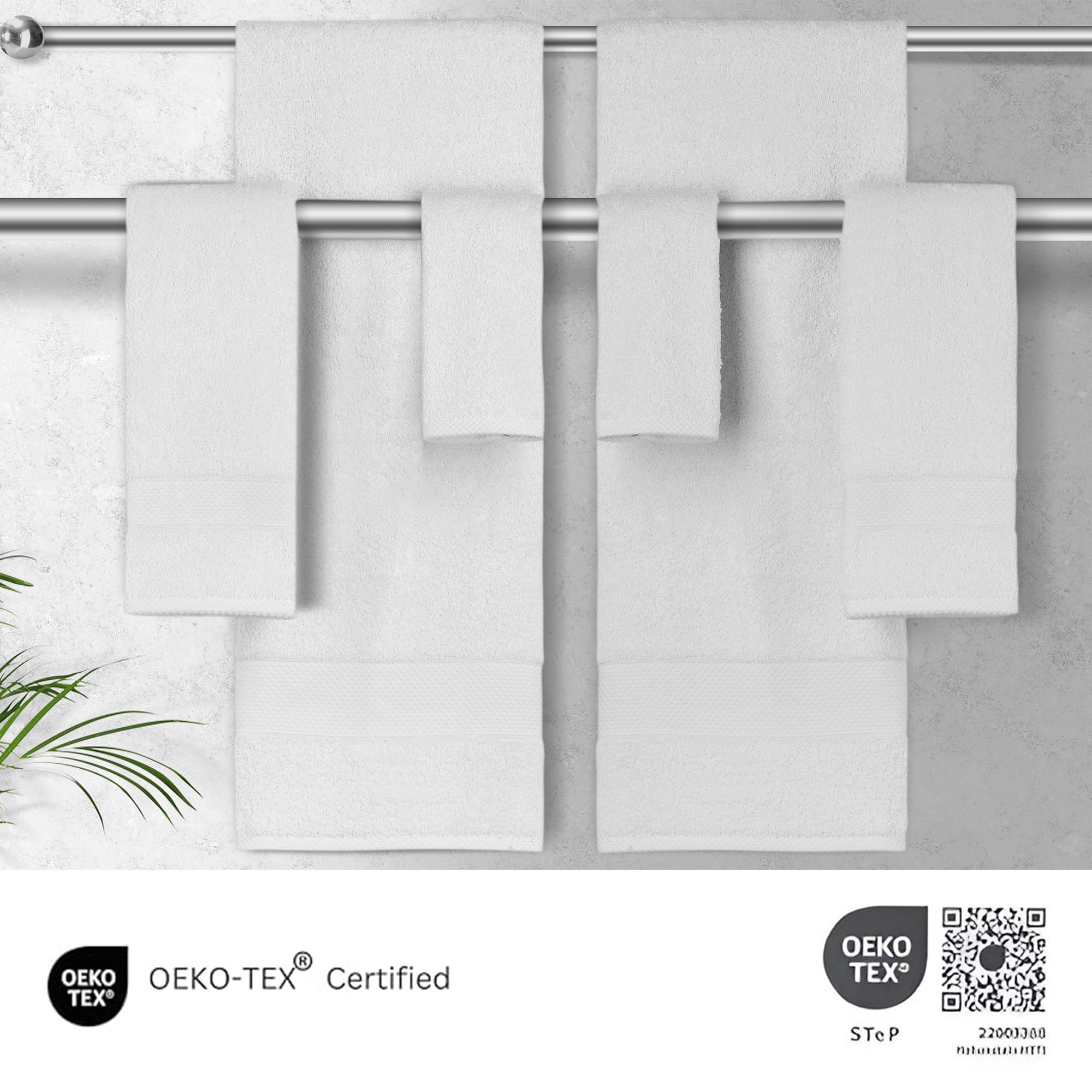 Towels Beyond Juego de Toallas de baño de Lujo de 6 Piezas, Toallas clásicas Suaves Hechas con algodón Turco de Primera Calidad (Blanco)