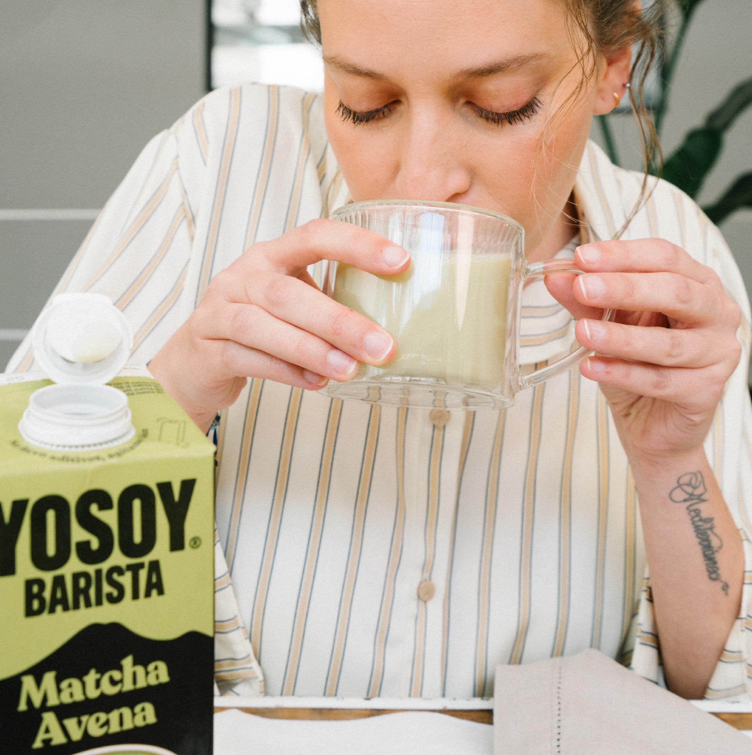 YOSOY Barista Matcha Bebida Vegetal con Avena, Sin Azúcares Añadidos, Pack de 6 x 1L