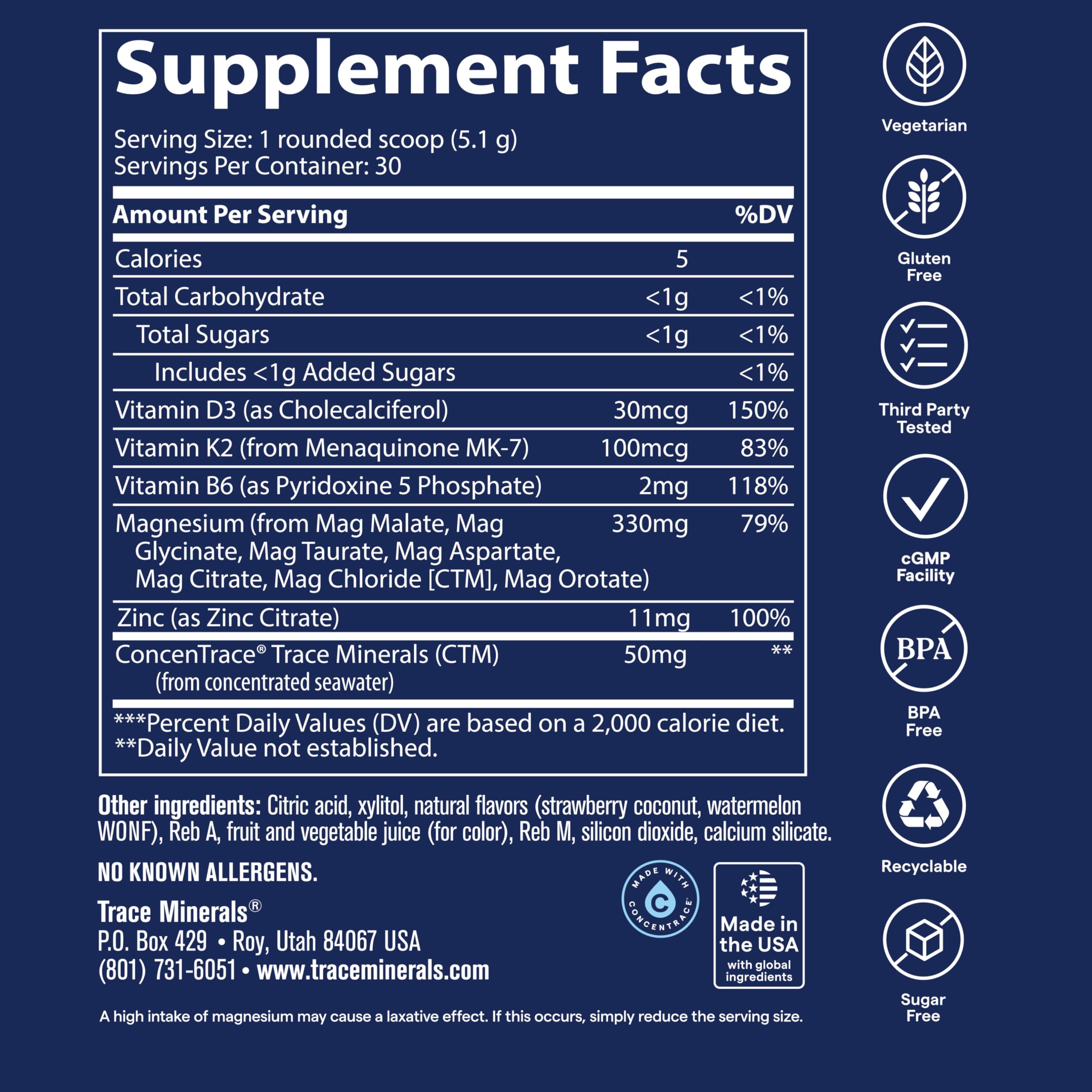 Trace Minerals Multi Magnesium Complex Powder, Tropical Watermelon, 5.4 oz — Amazon image 3