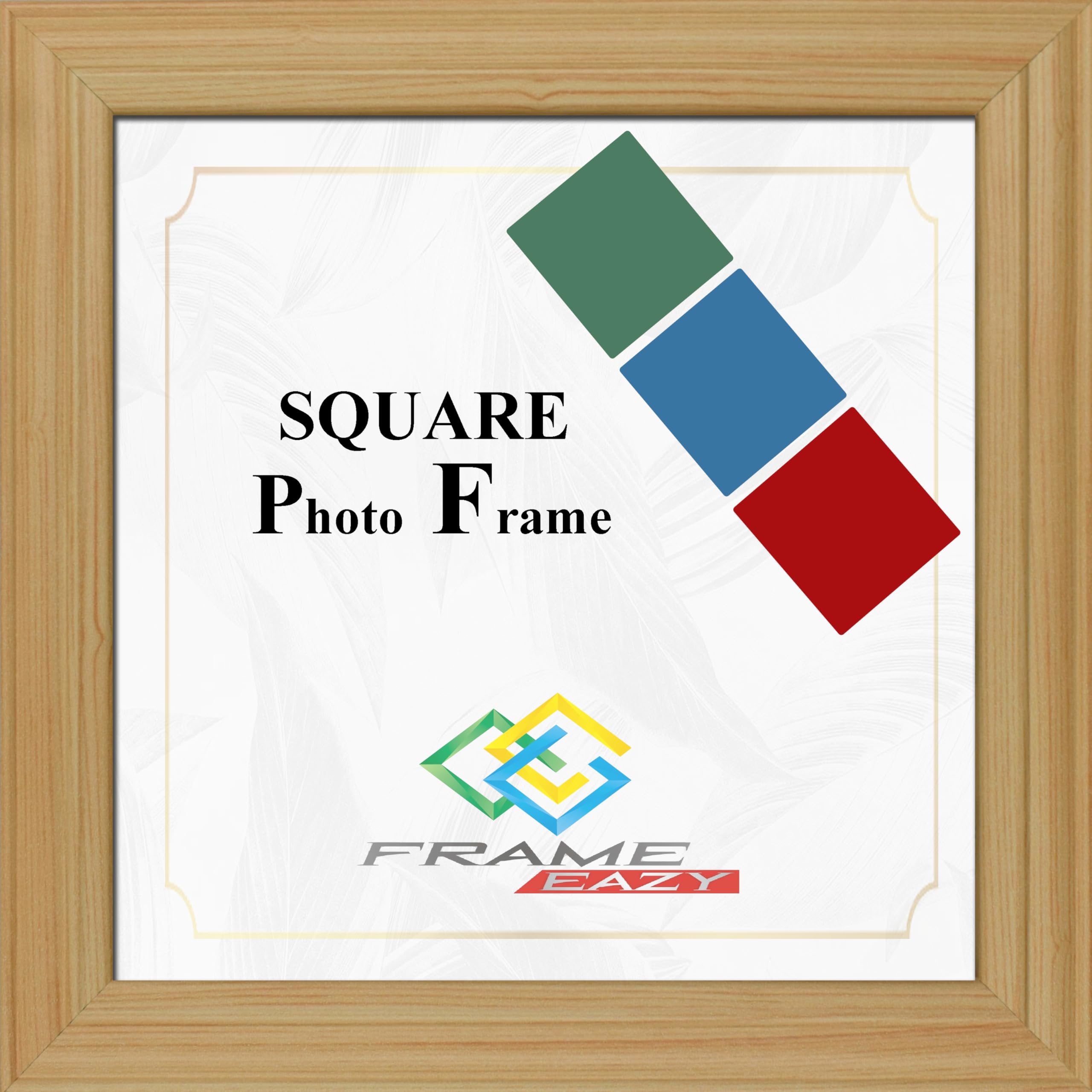 FRAME EAZY 24"x24" Square Photo Frame Pine - Antique Style Square Picture Poster Frames With Safe Perspex Front & Wall Mounting Hooks - Square Frame Pine, 24x24 Inch (61 x 61cm)