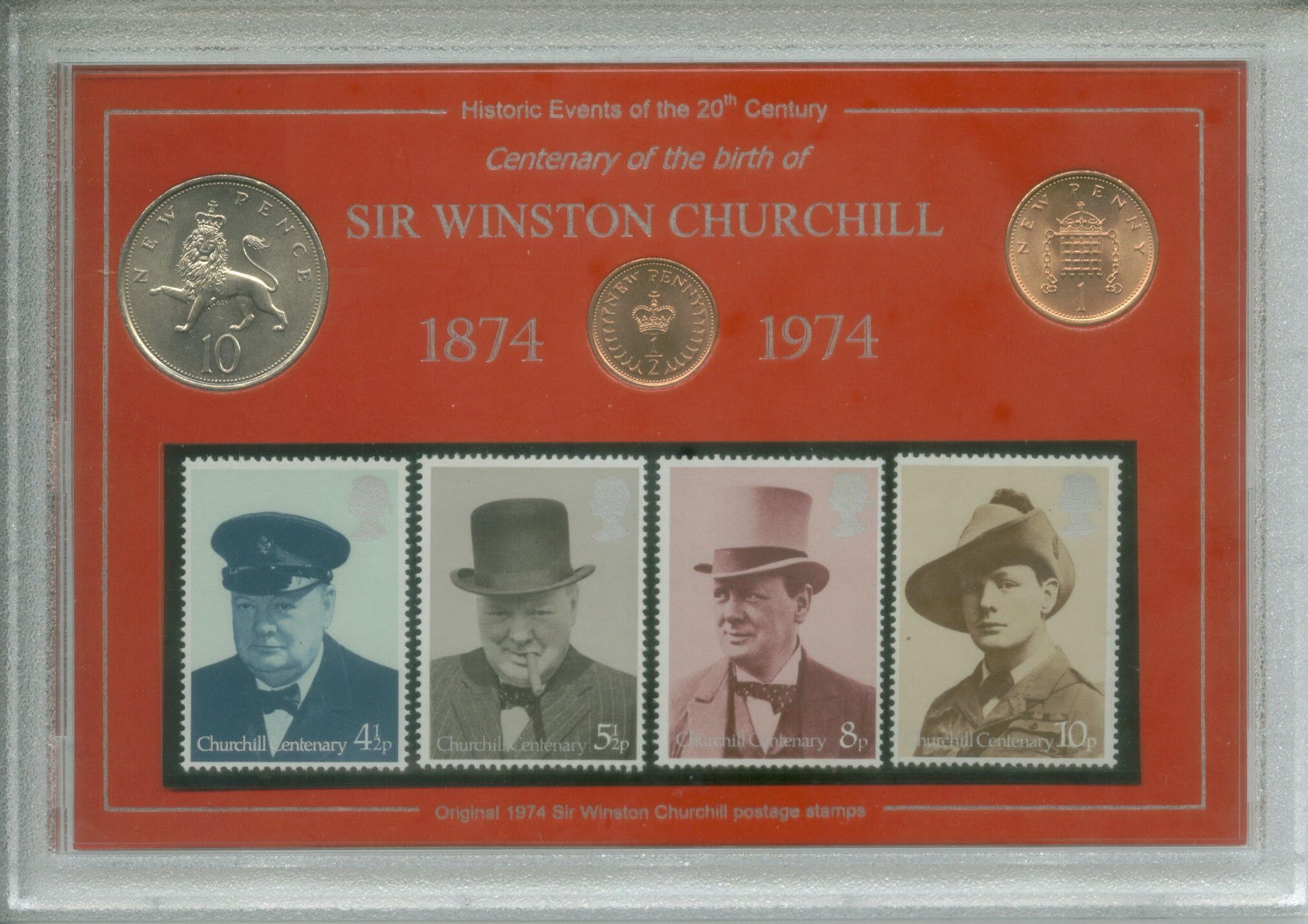 Centennial of the Birth of Sir Winston Churchill 1874-1974 Coin & Stamp Present Display Gift Set