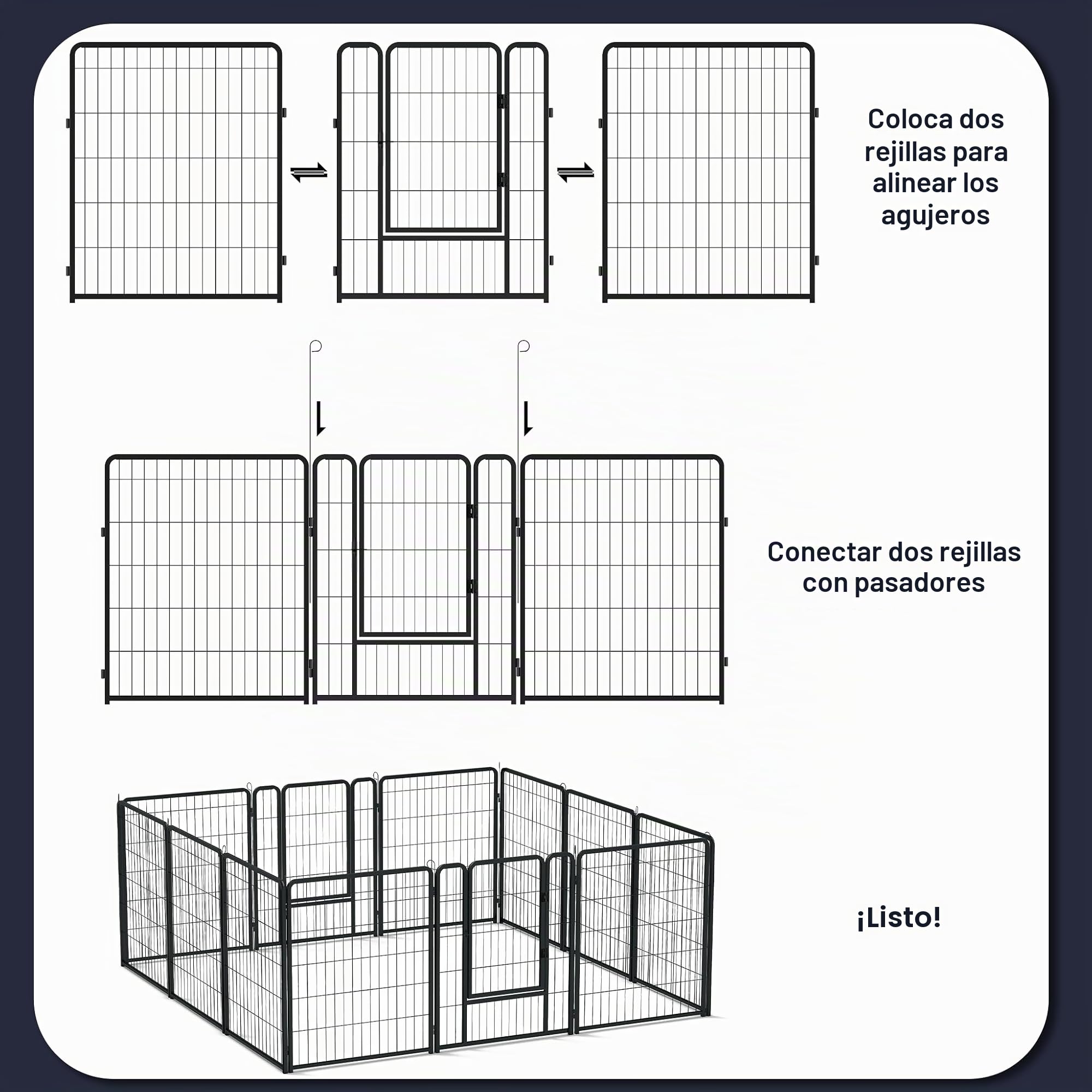UISEBRT Parque para cachorros con puerta, flexible, plegable, para perros, gatos, cachorros, conejos (65 x 80 cm, 12 unidades)