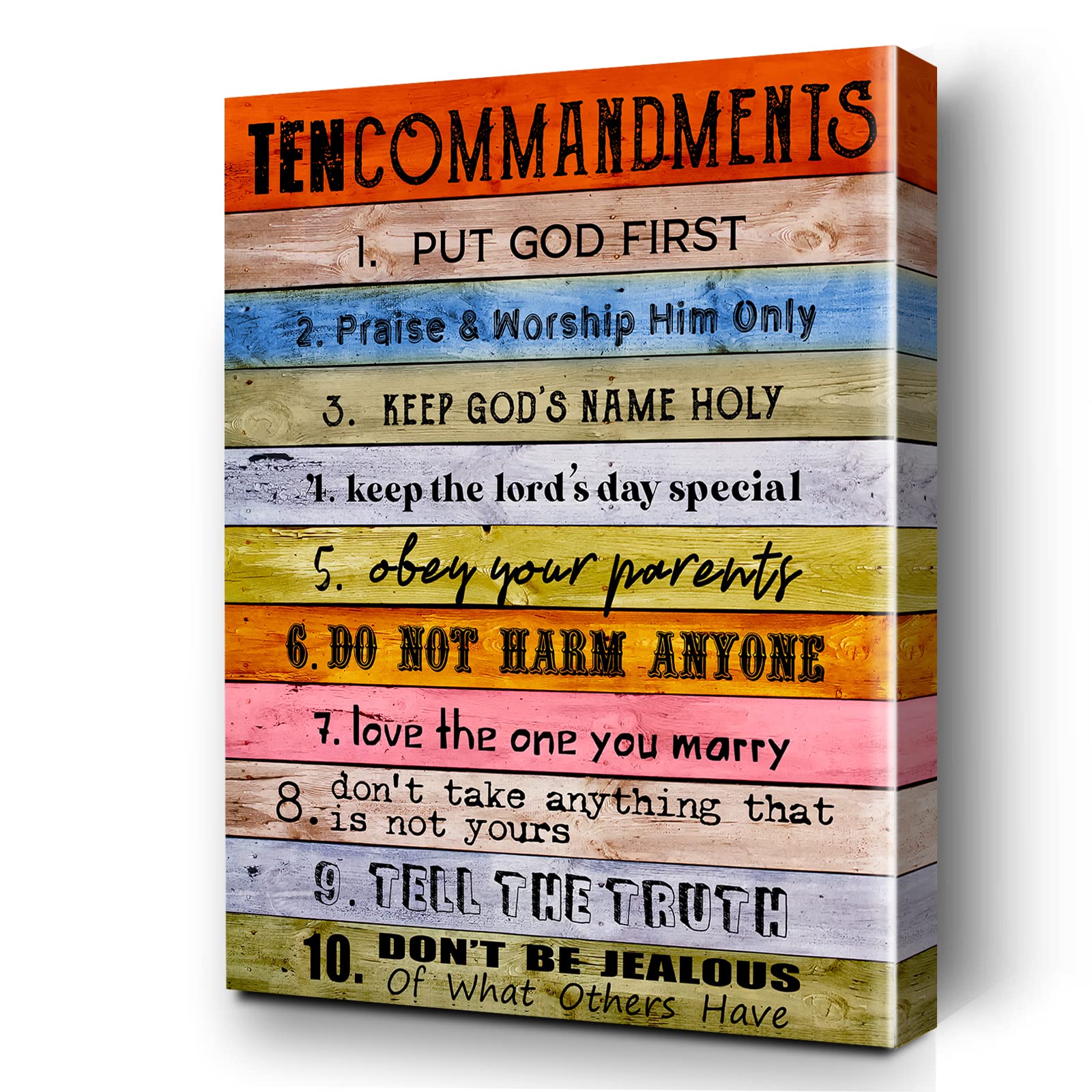 Christian Quotes The Ten Commandments Wall Art , Inspirational Bible Verse Wall Decor Canvas for Home Office Church Decor, Religious Gifts for Women