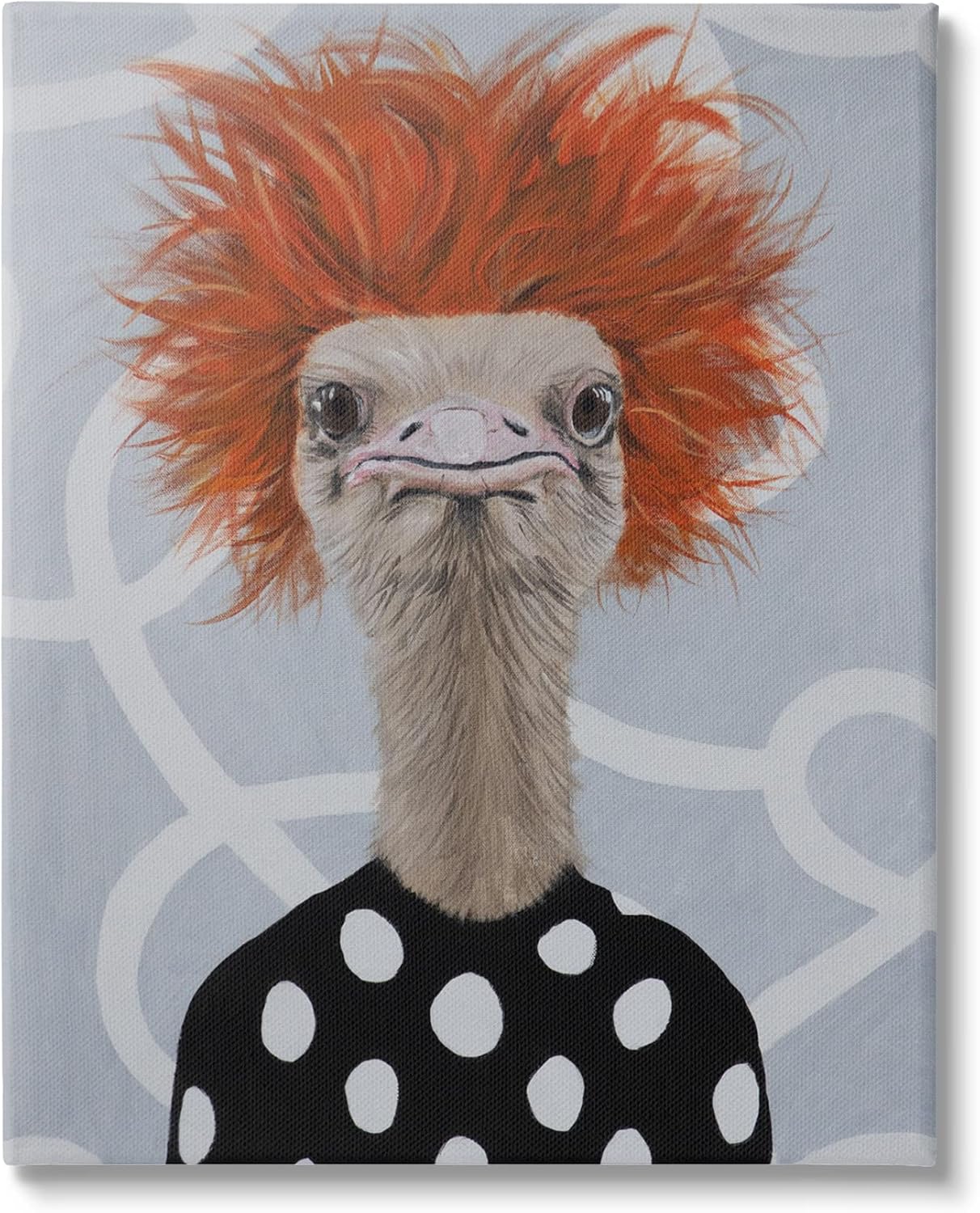 Stupell Industries Funny Ostrich Retro Polka Dots Canvas Wall Art, Design by Coco de Paris