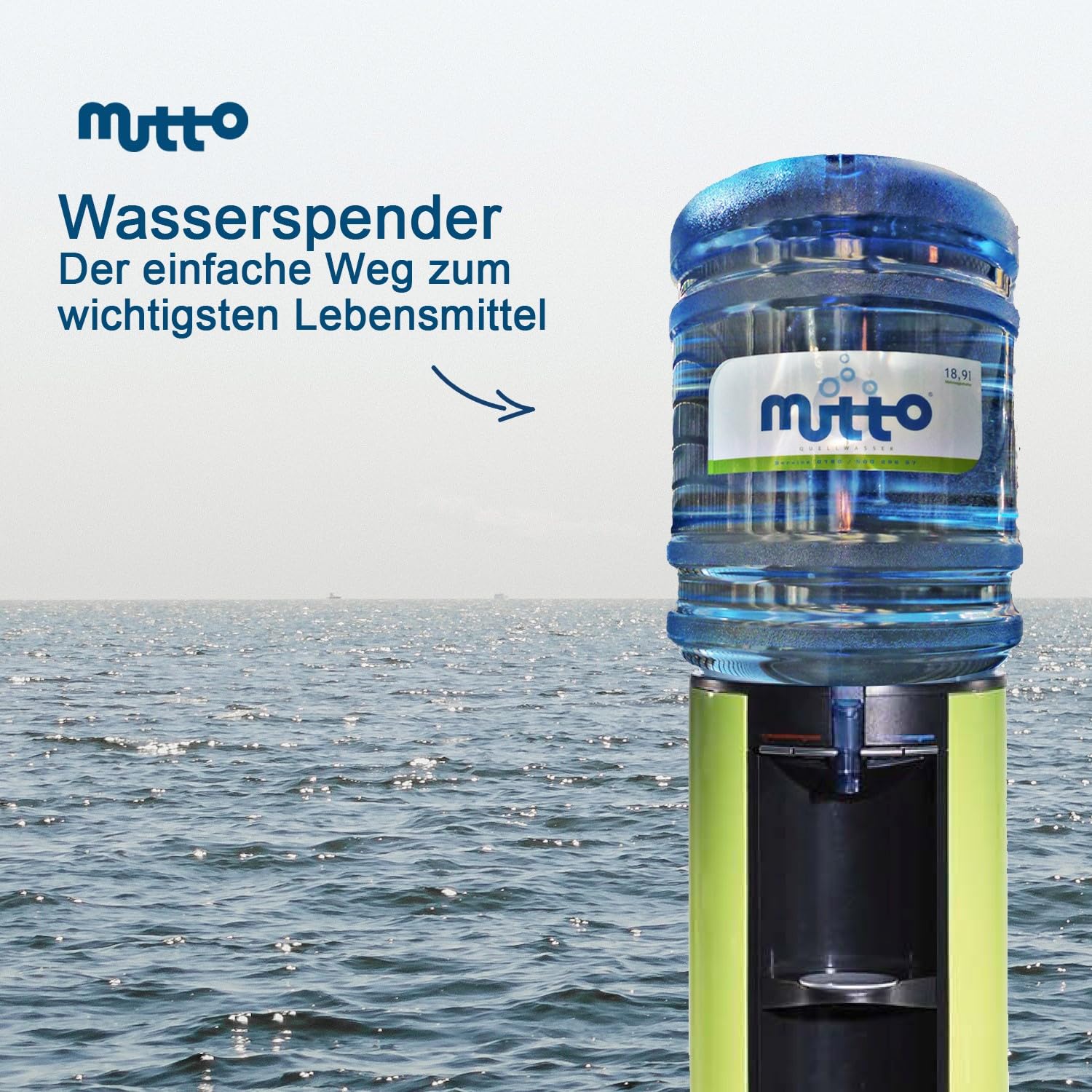 Mutto Premium Quellwasser Wassergallone 19 Liter frisch abgefüllt mit HANDPUMPE