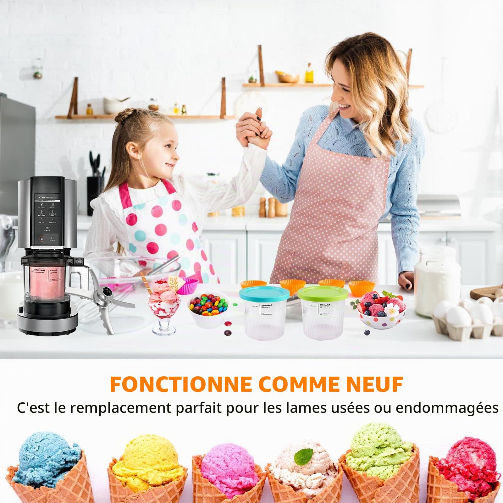 Lames de rechange pour machine à glace Ninja Creami, lames de rechange en acier inoxydable, lames de rechange pour ninja NC301 NC299 CN301CO NC299AM