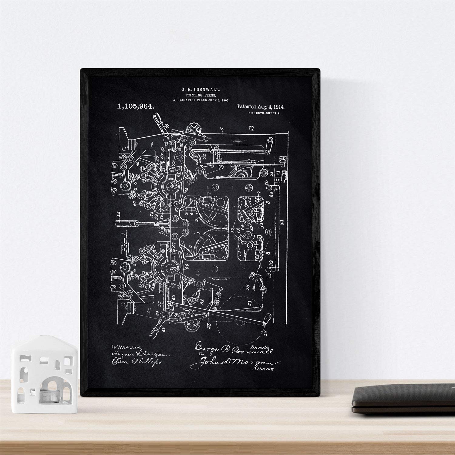 Poster Di Brevetto Di Ancoraggio. Perdita Con Vecchia Cornice Di Design