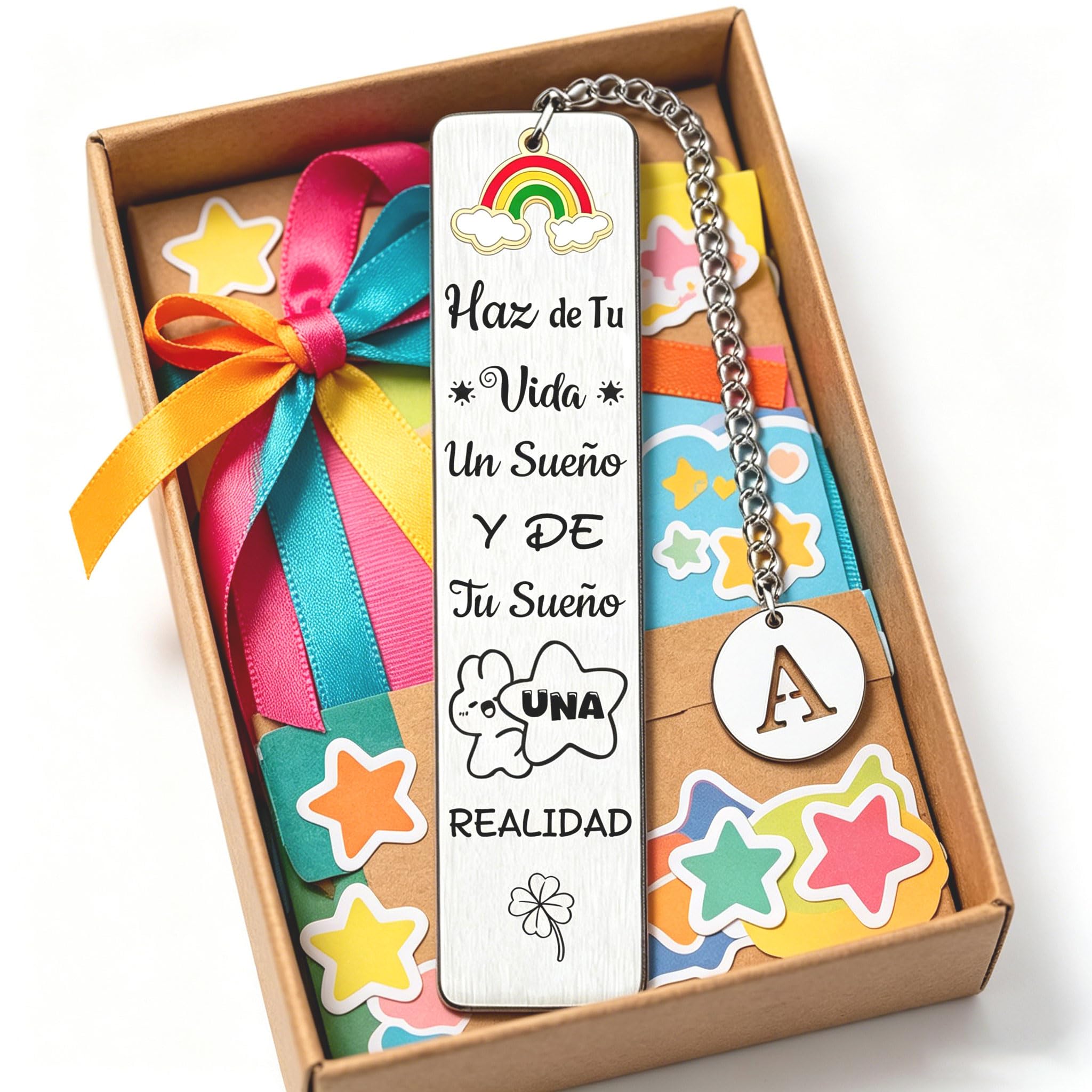 Marcadores de Libros con Inicial del Nombre 26 letras Regalo Sobrina Amigo Hijo Hija Graduación Inspirador (A)