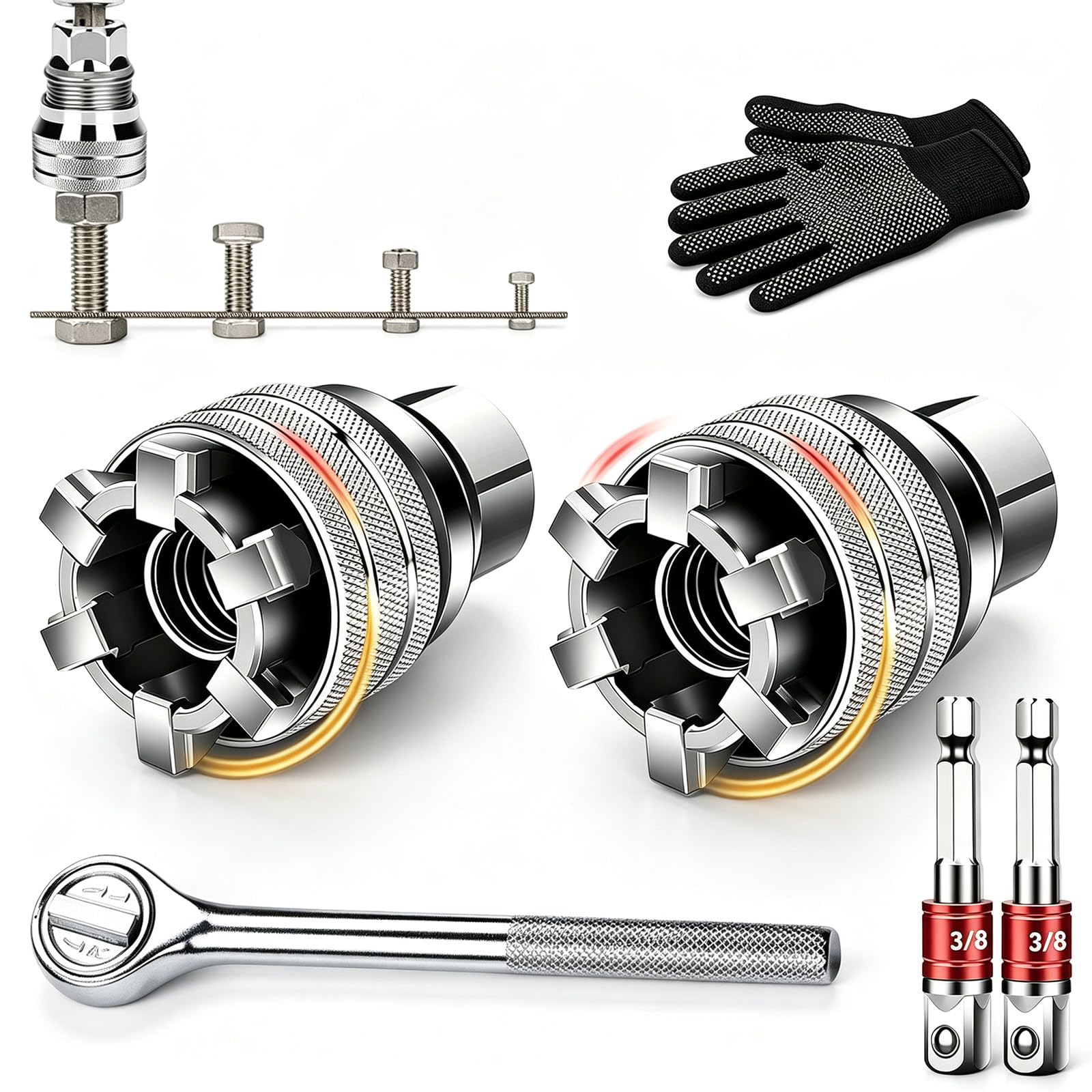 Multi-Function Universal Socket Wrench Tool - Universal Maintenance Tool, 10-19mm Adjustable Universal Socket Wrench, Drive Ratchet Torque Wrench, Home Appliance DIY Auto Repair (2+Handle Ratchet,1)