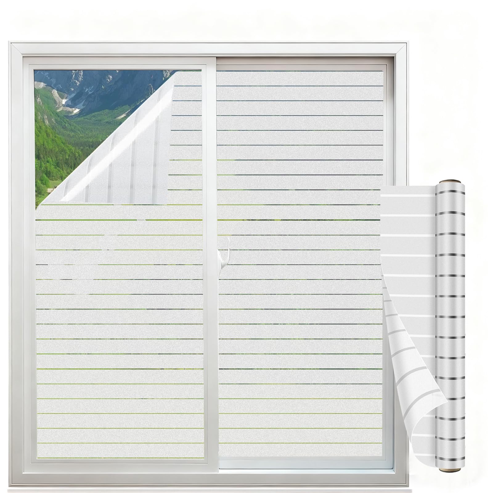 shinfly Folia okienna w paski 100 x 200 cm – folia okienna, nieprzejrzysta, mleczna folia samoprzylepna, statyczna przyczepność, ochrona przed promieniowaniem UV, ochrona przed wzrokiem i prywatnością