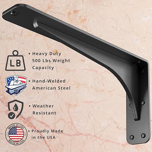 Miniatura 2 de Starby Gladiator Series Solid Heavy Duty Welded 500 libras de granito de perfil bajo soporte de estante estante flotante discreto delgado capacidad