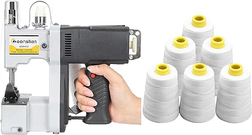 Máquina de cierre de bolsas + 6 rollos de hilo de coser de carrete resistente