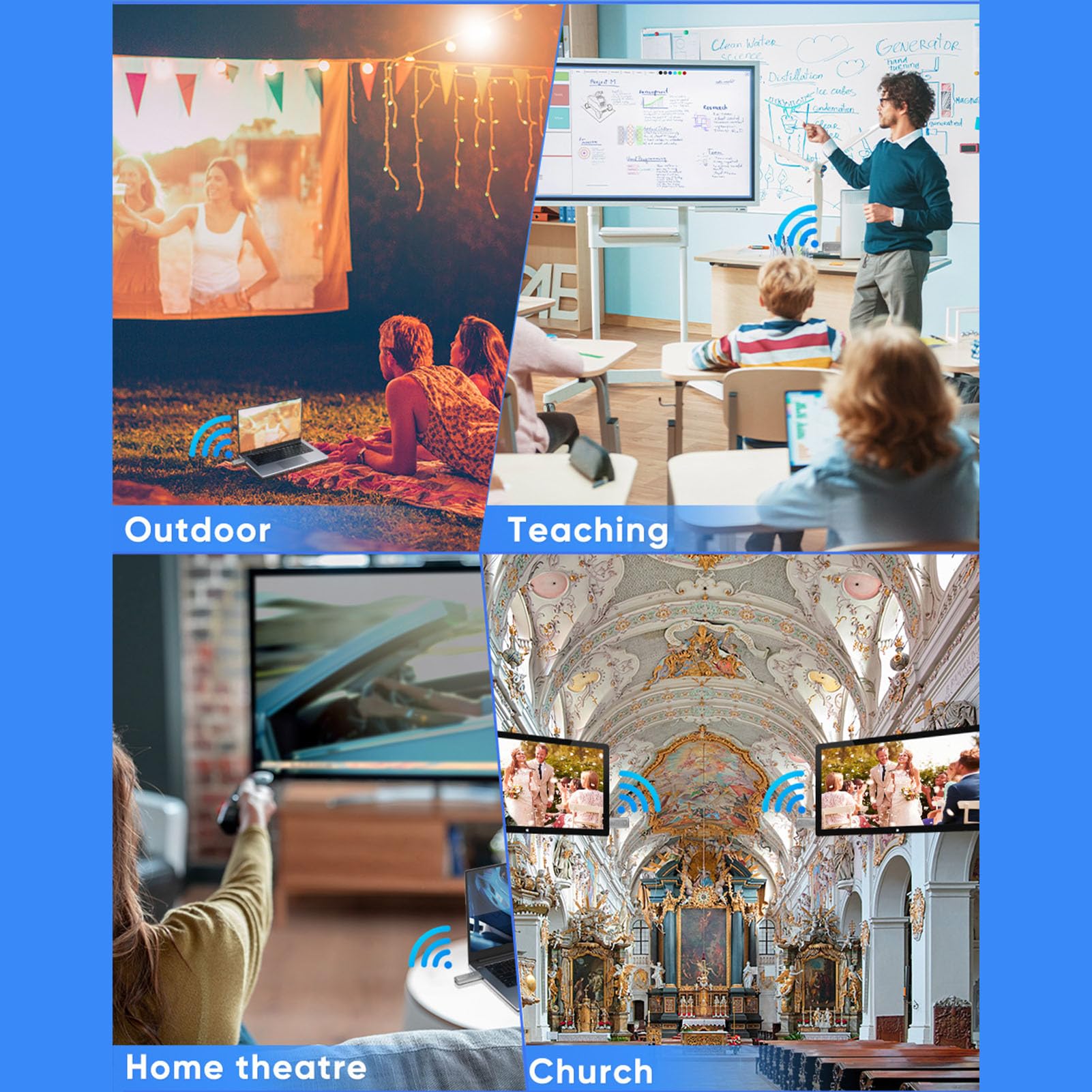 Trasmettitore e Ricevitore HDMI Wireless, Decodifica 5G WiFi 4K a 1080P 60Hz, Plug and Play, Portata 30 M, per PC, Proiettore, Home Theater