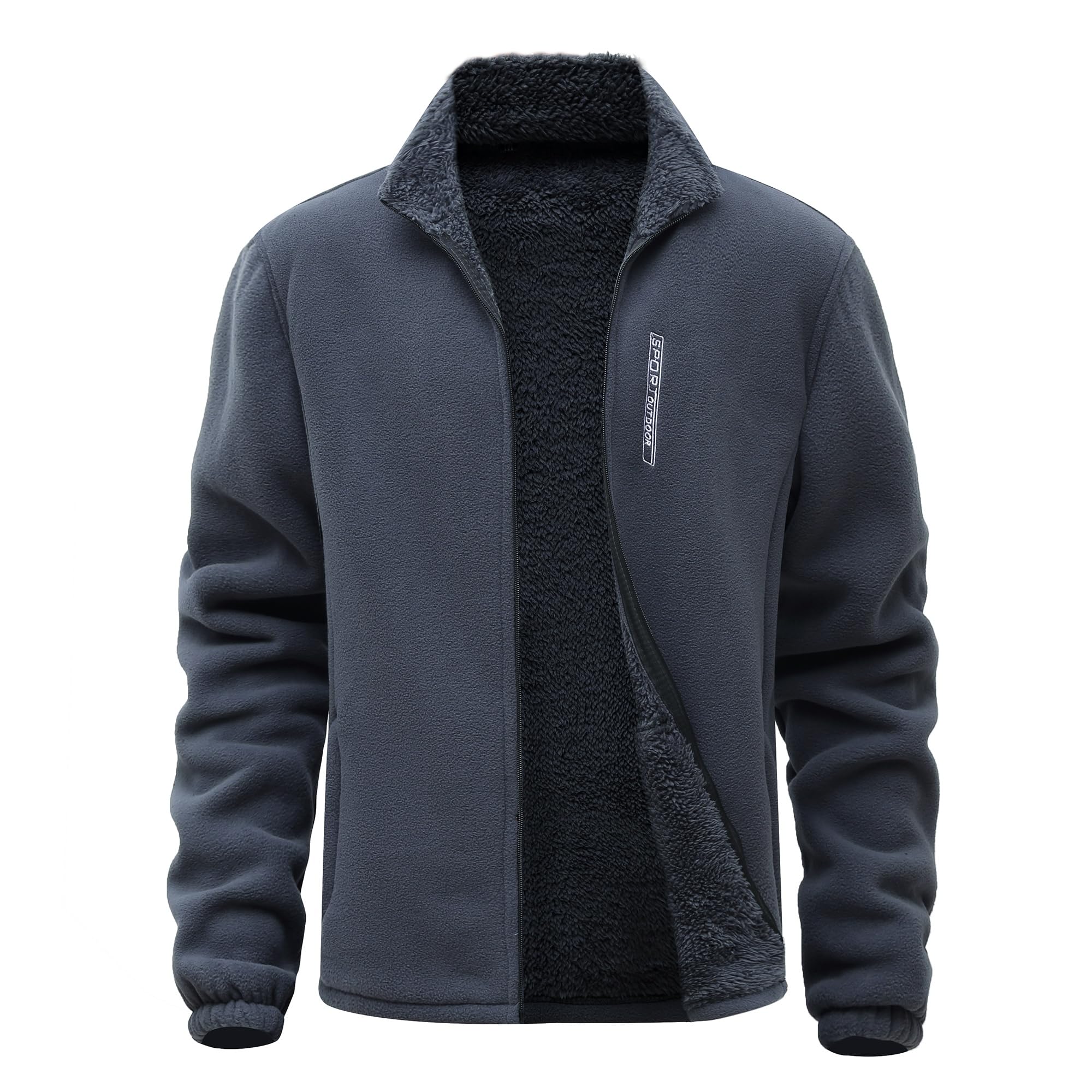 Hombres Chaqueta de Vellón Chaqueta Deportiva de Forro Polar con Cremallera Completa Manga Larga Otoño Invierno Grueso y cálido Chaqueta Ligero Caliente Deportes Chaqueta