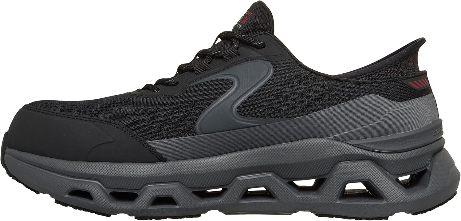 Slip-Resistant Work Sneakers - Glide-Step Altus Cabon Nano Safety Toe Athletic Slip-in Shoes with Memory Foam