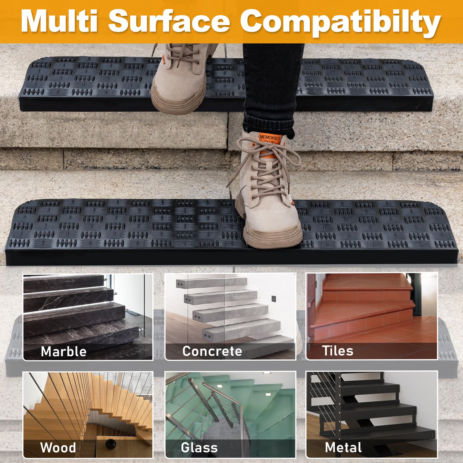 Snapklik.com : Rubber Stair Treads Non Slip Outdoor/Indoor 30