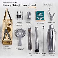 Vista 4 de BARE BARREL® Mixology Bartender Kit Bar Set Juego de coctelera de Martini Herramientas de mezcla de barware para el hogar Carrito portátil