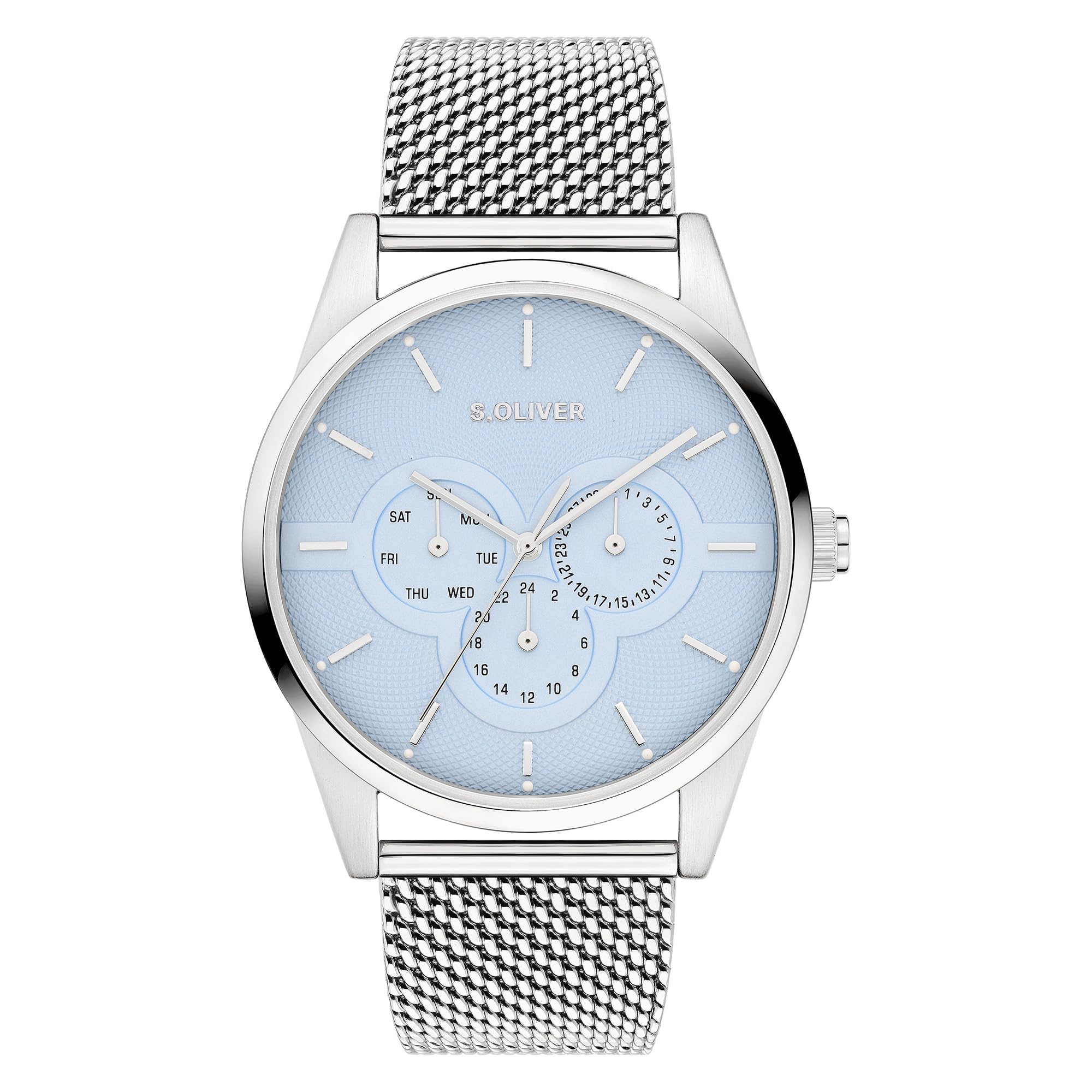 s.Oliver Men's Watch – Round – Silver – 42 mm – Metal Watch with Quartz Movement on Stainless Steel Strap with Folding Clasp – Analogue Watch – 3 ATM Waterproof – Scratch-Resistant