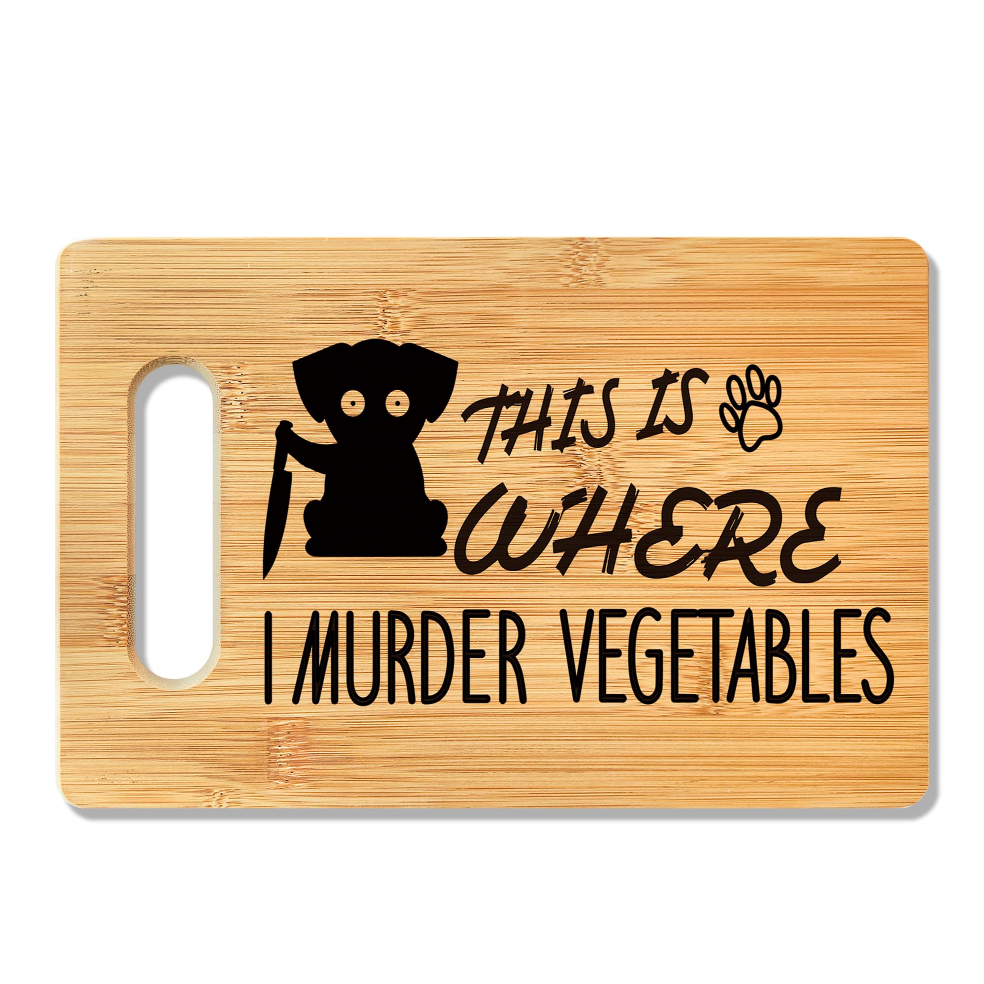 ANIANG Funny Cutting Board, This Is Where I Murder Vegetable Bamboo Cutting Board, Vegetable Murder Cutting Board Kitchen Decor, Dog Gifts for Dog Lovers, Mother's Day Christmas Gifts for Women