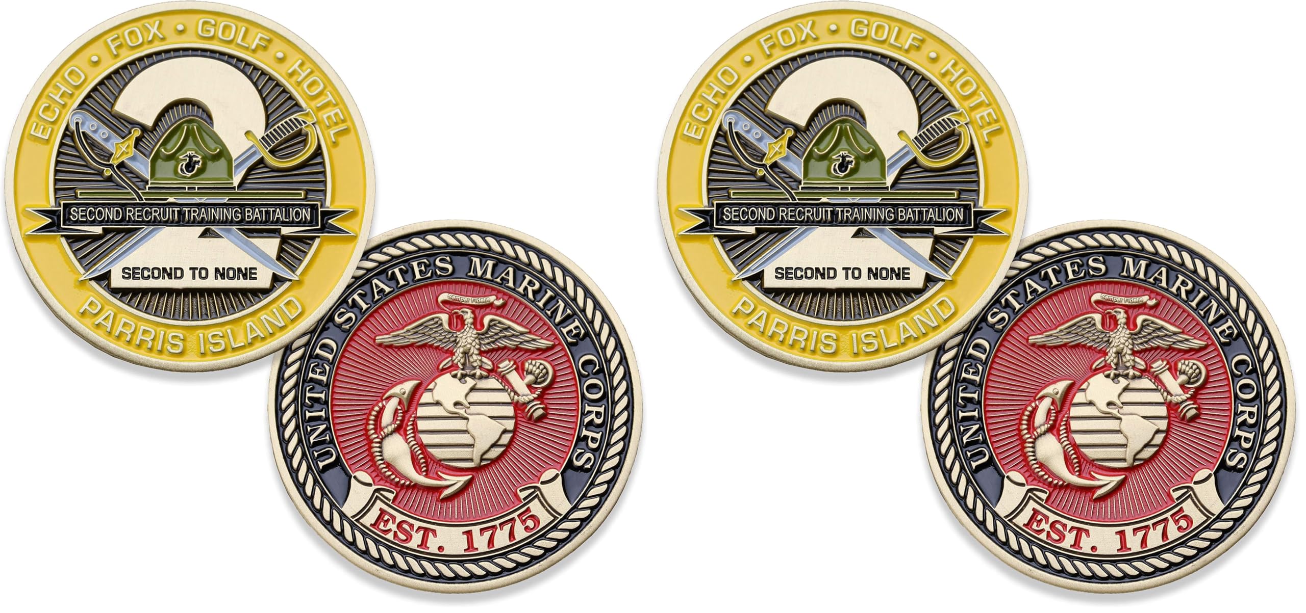 USMC Second Recruit Training Battalion Challenge Coin - 2nd BN Parris Island - Marine Corps Training Military Coins - Designed by Marines for Marines - Officially License