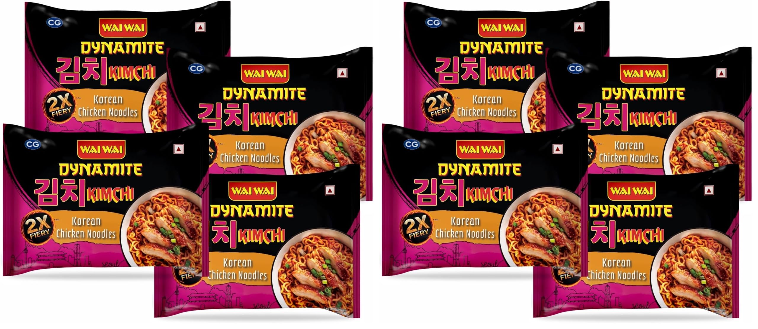 Wai Wai Dynamite Kimchi Korean Chicken Flavour Instant Noodles, Spicy Korean Taste, Pack of 8 (400 g)-image-32