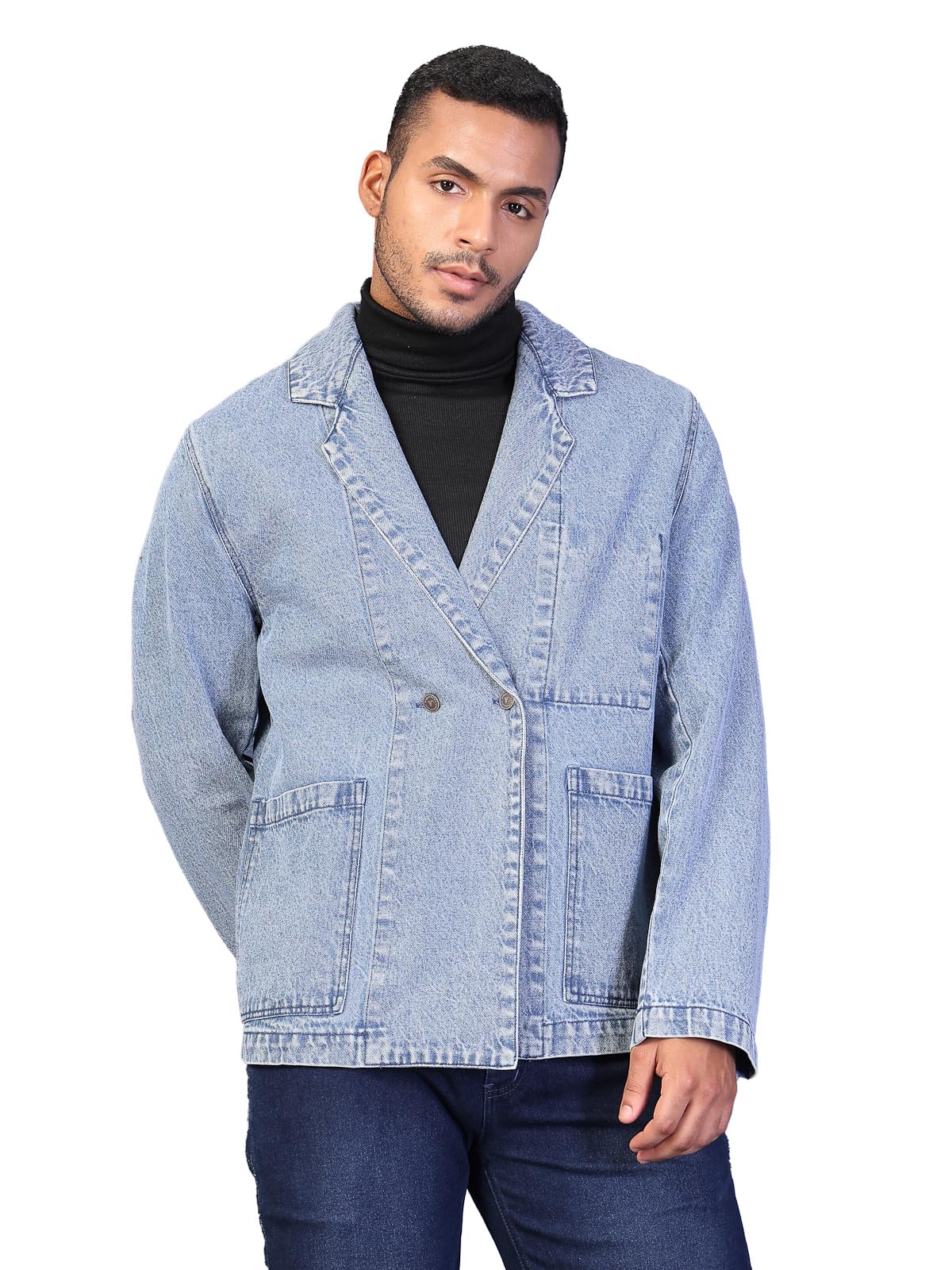 vestido modas Oversized Blazer | Denim Blazer for Men Casual | Solid Full Sleeves Stylish Causal, Festival, Party-picture-39