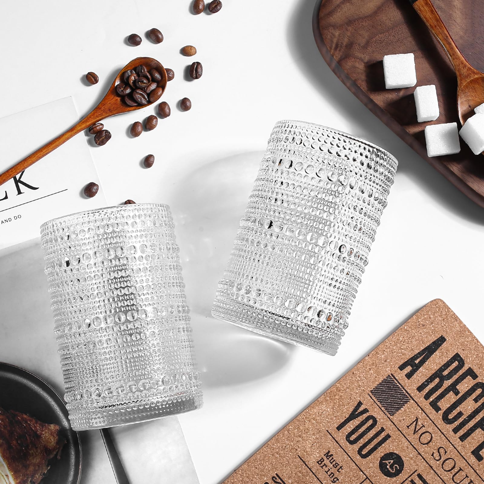Amzcku Vintage Highball Trinkglas Set von 12 - Küche Gläser Becher für Wasser, Cocktail, Milch, Saft und Getränke
