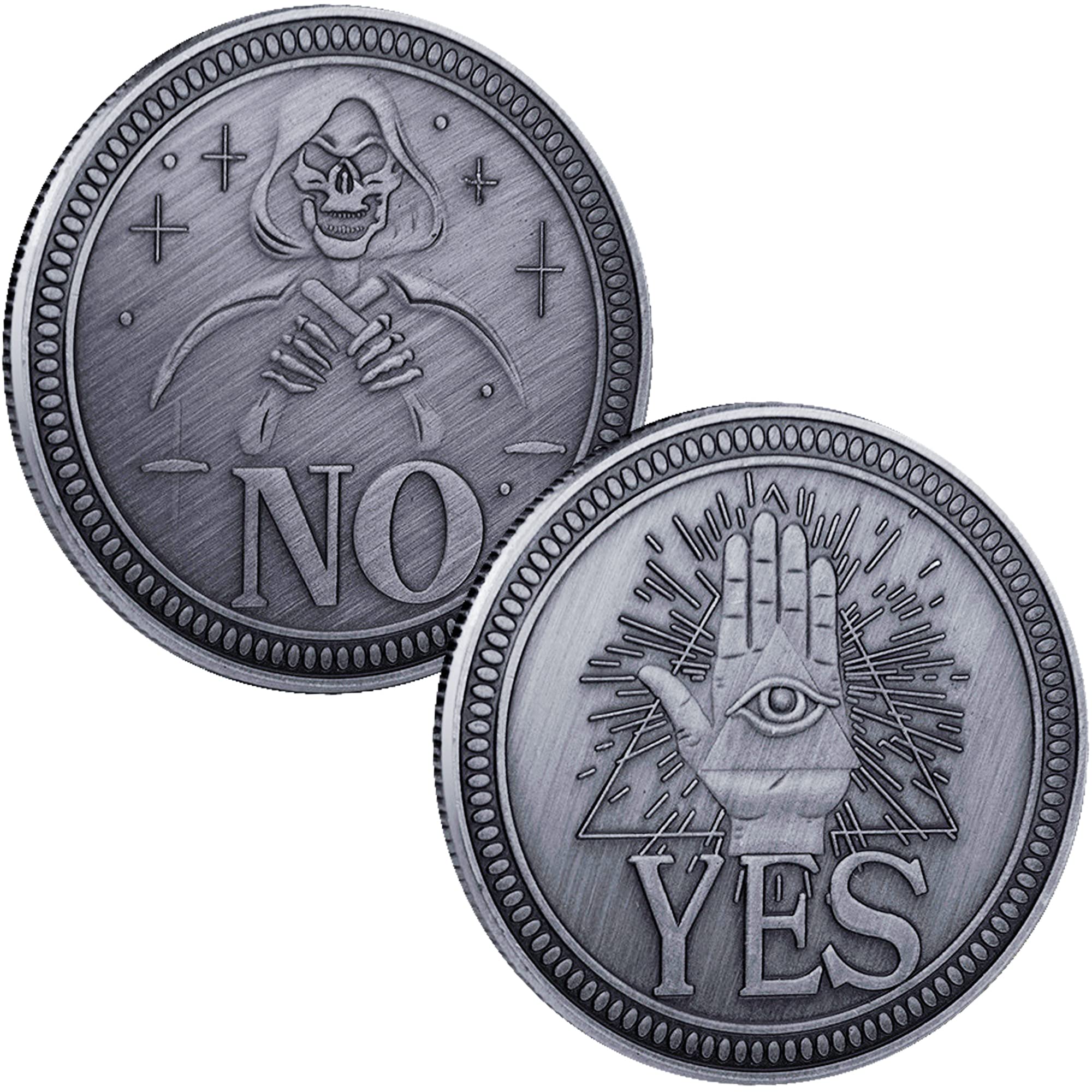 Amazon.co.jp: Yes No チャレンジコイン 意思決定メーカー コイン占い - シルバー : おもちゃ