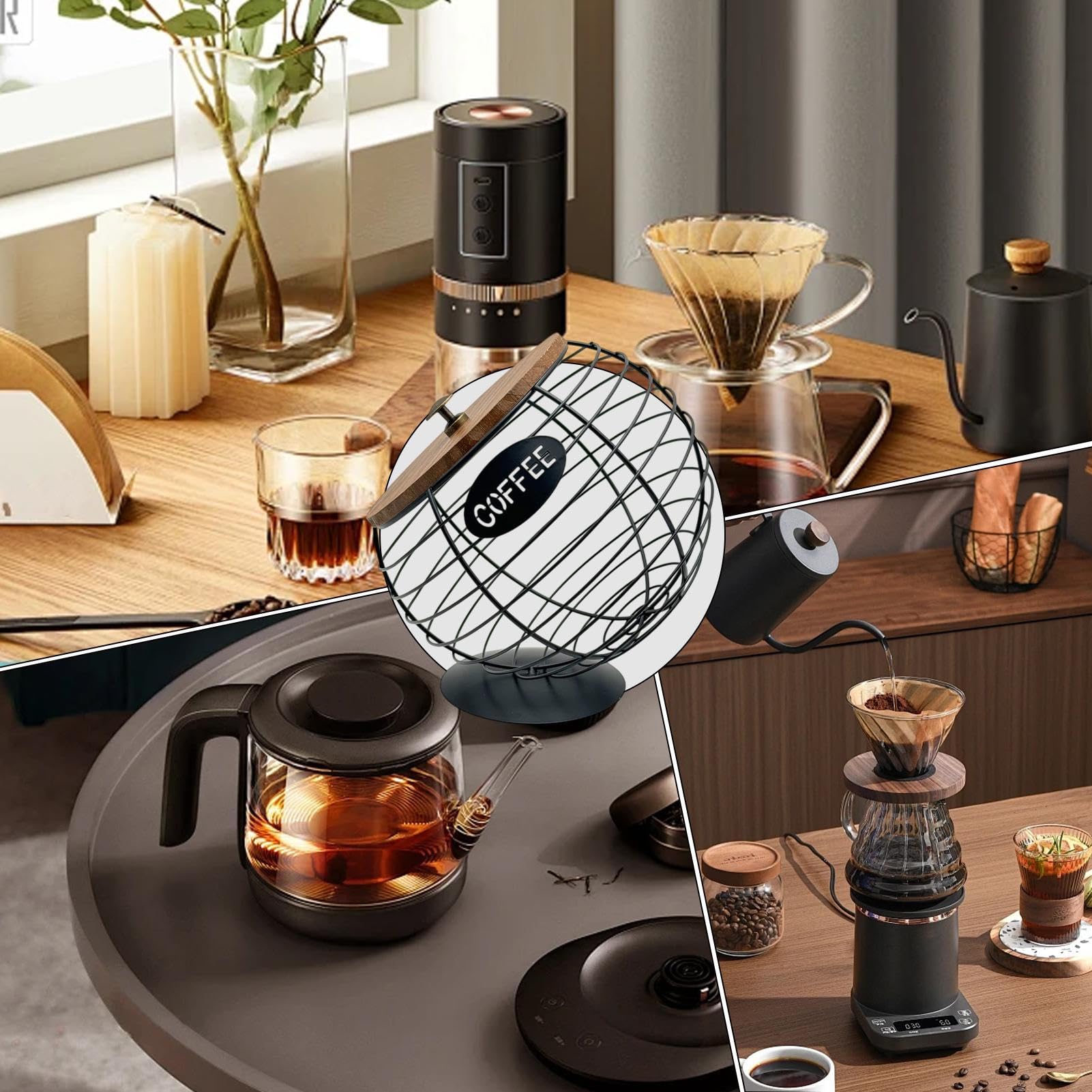 Contenitore Per Di Caffè - Con Coperchio E Ampia Capacità Di Archiviazione,Postazione Per Di Caffè - Per Il Bancone Della Cucina, Il Soggiorno, Le Feste, Bar, La Frutta, Le