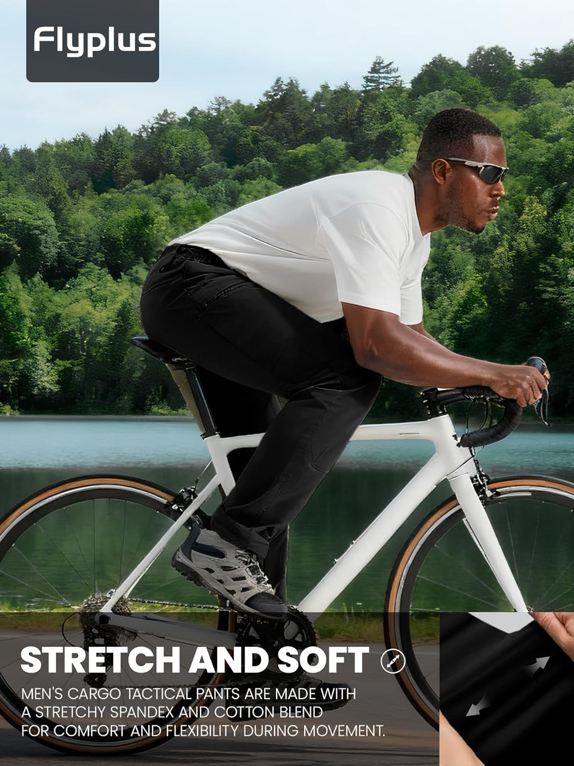 Men's Tactical Cargo Work Pants Water Resistant Stretch Lightweight Outdoor EDC Travel Hiking Pants with 8 Pockets - Image 6