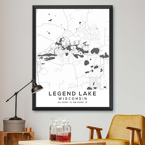 Mapa de Legend Lake, Wisconsin, Light 2 (12x16)