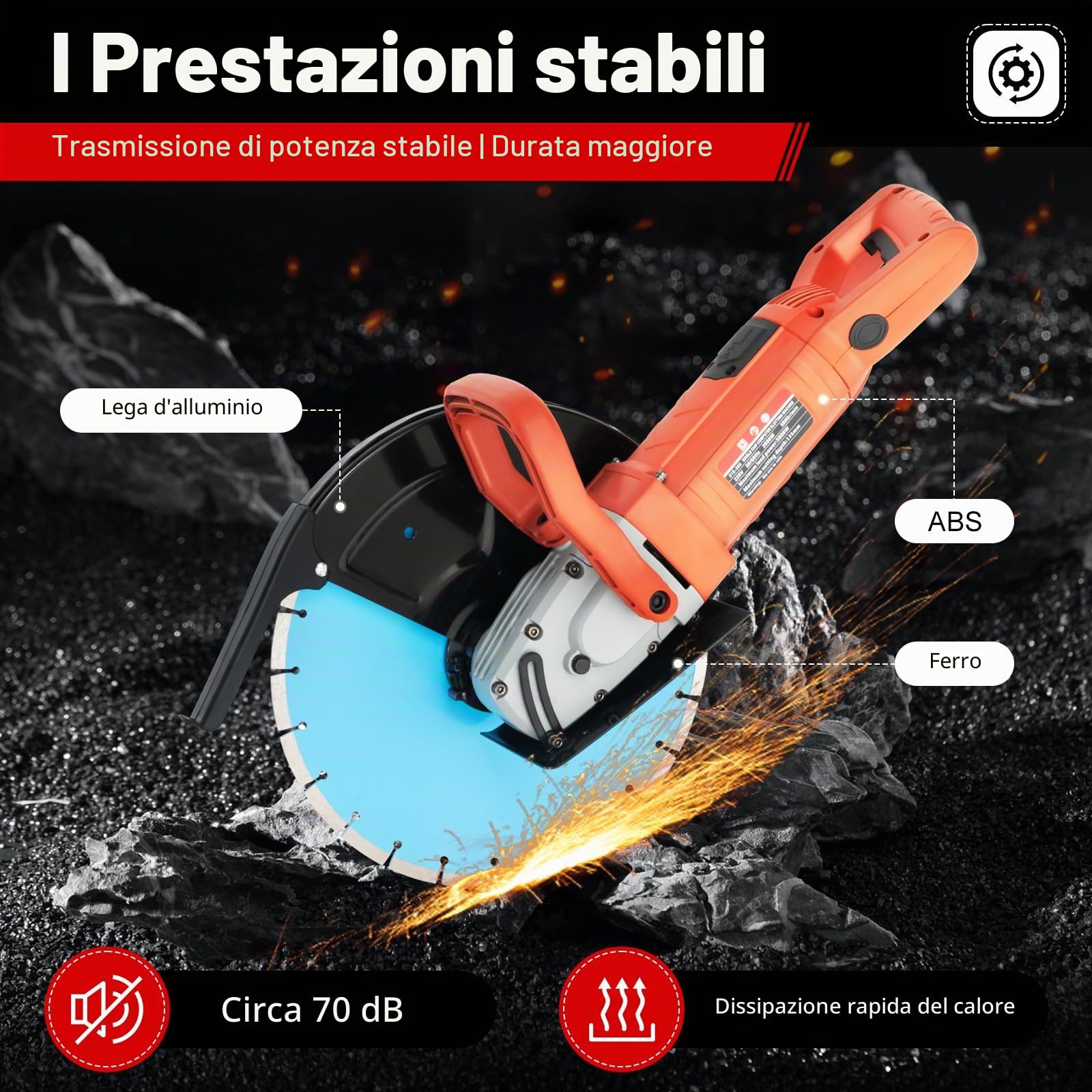 Power Tools - Sega per calcestruzzo per tagliare il calcestruzzo, pietra mattoni, piastrelle e altri seghe circolari ad alta potenza, 5800 W, senza gas, 13,5 cm di taglio, con lama diamantata 35 cm