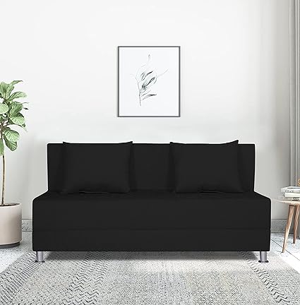 Adorn India Easy Alyn Plus Decent 3 Seater Sofa Cum Bed (5x6) (Black)