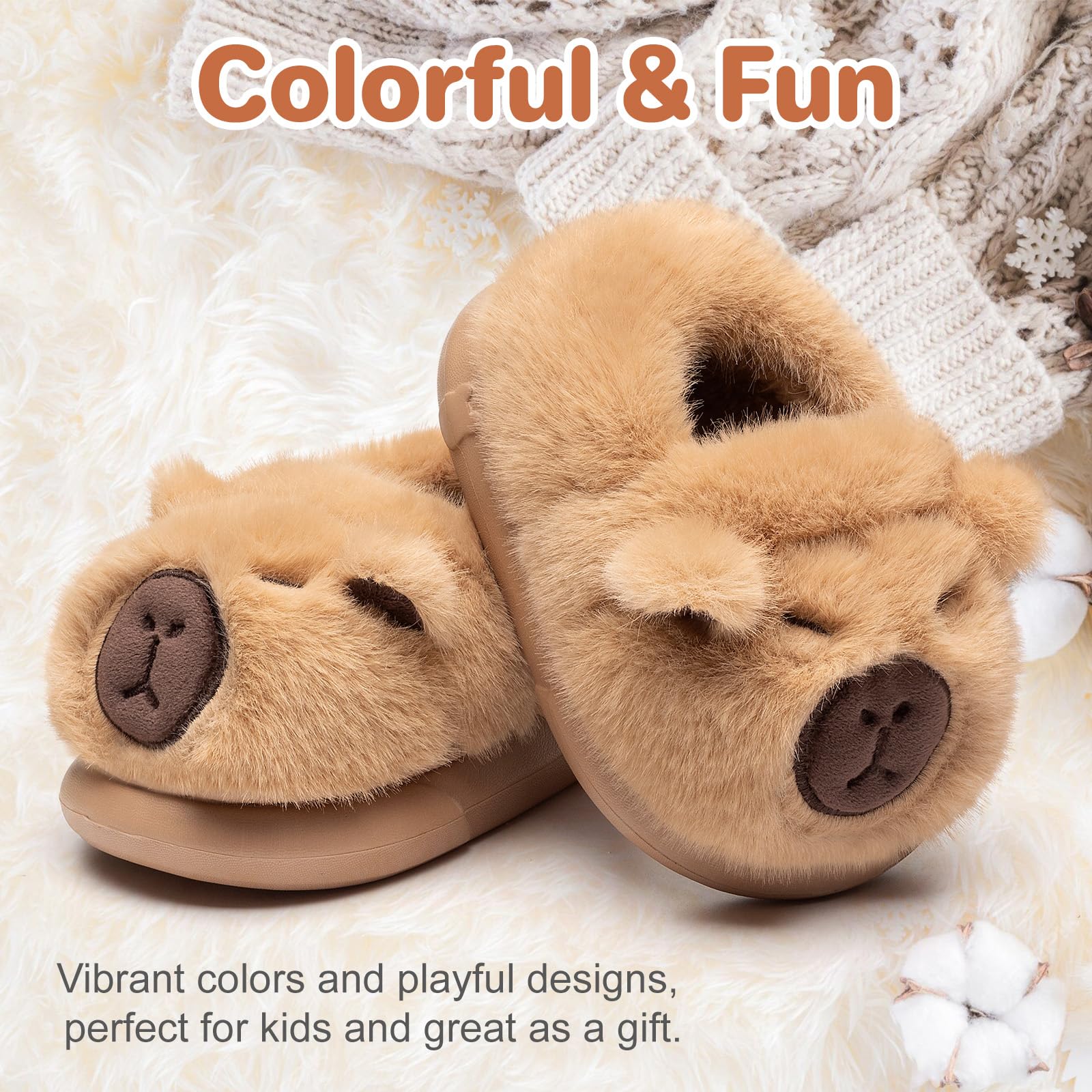DRECAGE Zapatillas de Casa Niño Niña Invierno, Pantuflas de Peluche y Diseño de Animales Calientes Suave y Antideslizantes