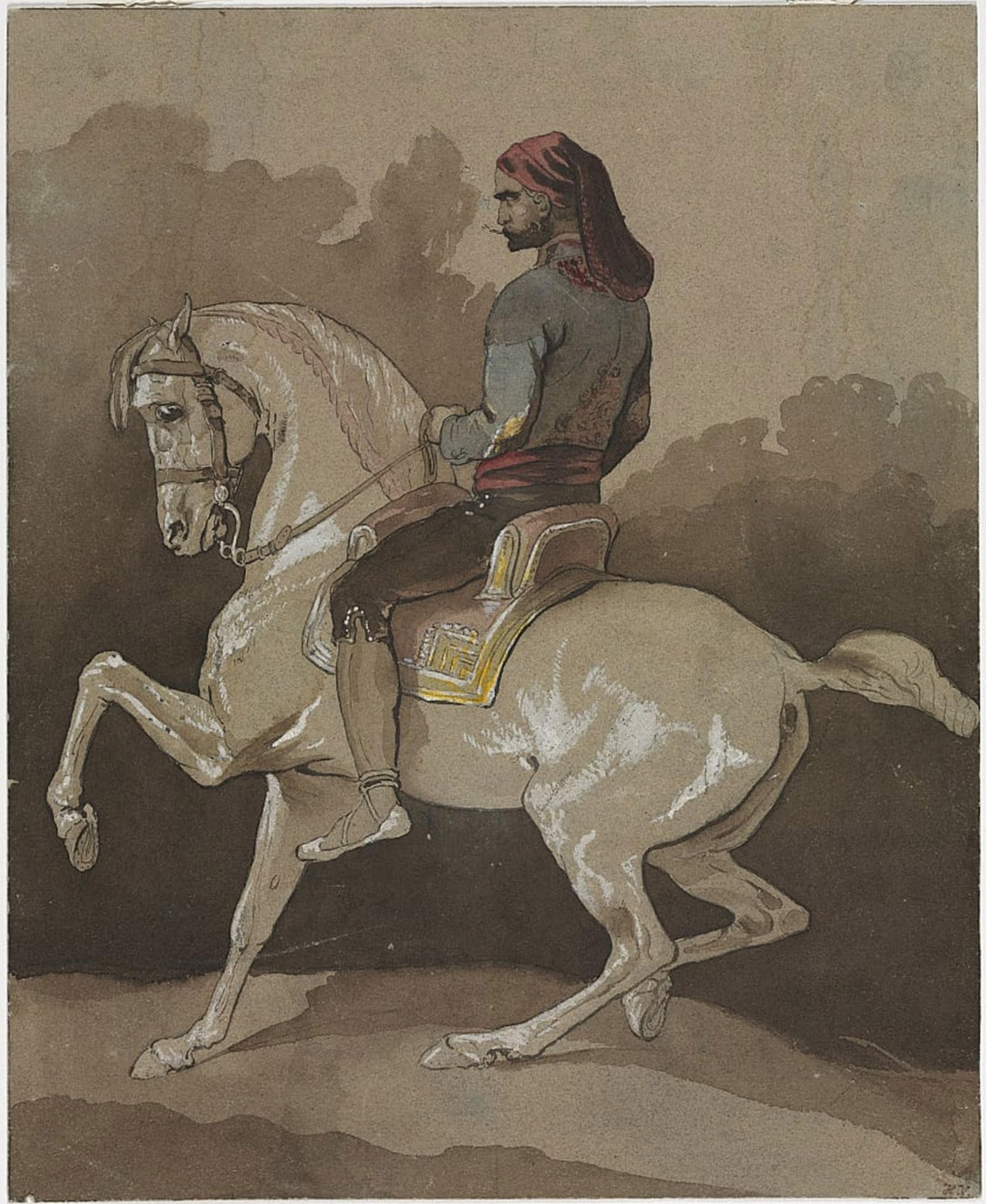 POSTERIIk Vintage Art Print Images Pictures Print Arab on Horseback by Horace Vernet Modern Colour Posters for Office Home Decor 60x90cm