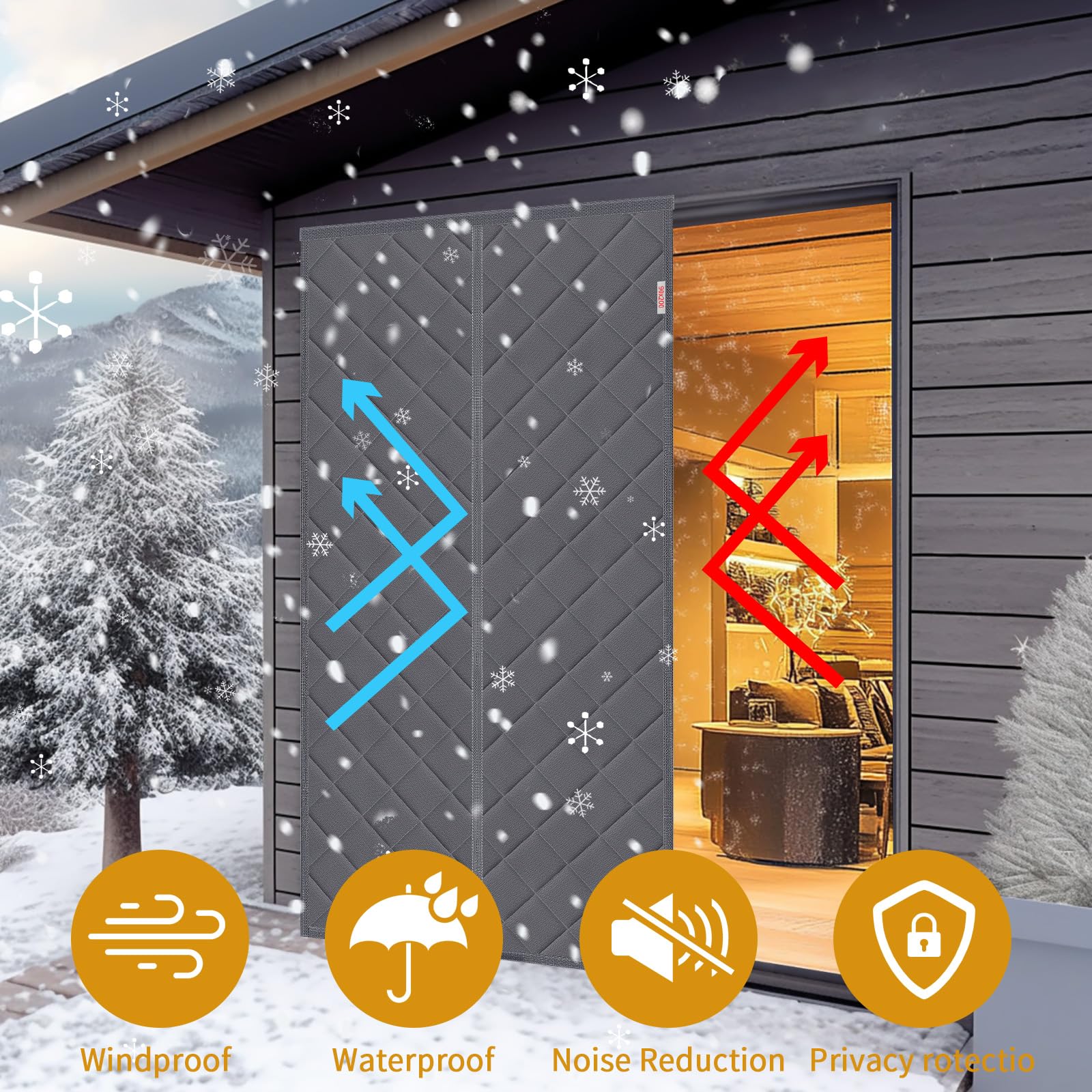 Tenda Termica Isolante Freddo e Caldo Diealles Shine 90 x 200cm, Magnetica per Porte