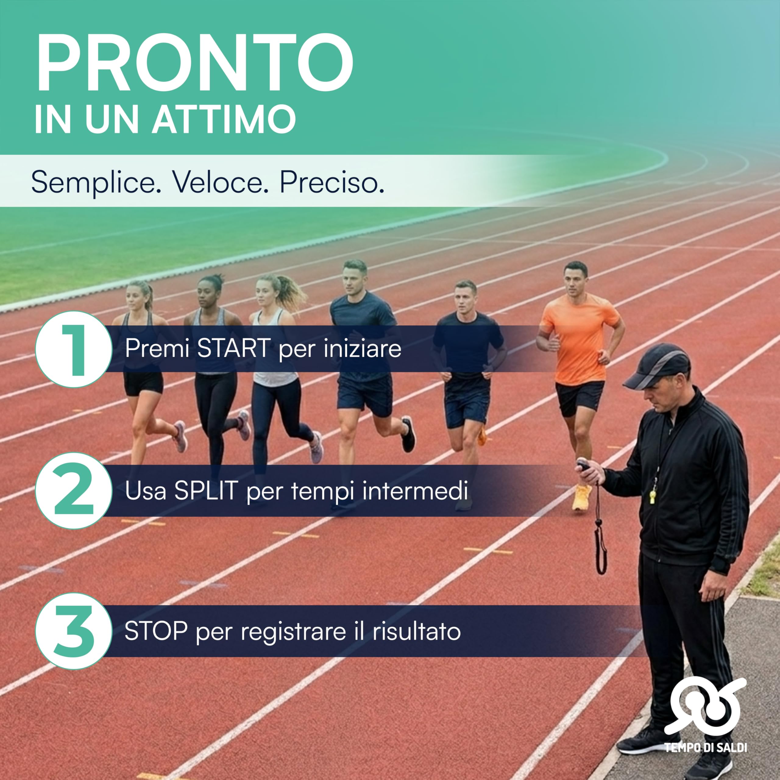 Tempo di Saldi Cronometro Sportivo con Timer Digitale Multifunzione - Orologio e Sveglia per Corsa, Palestra, Allenatore Calcio e Nuoto, Cronometro da Collo Ergonomico