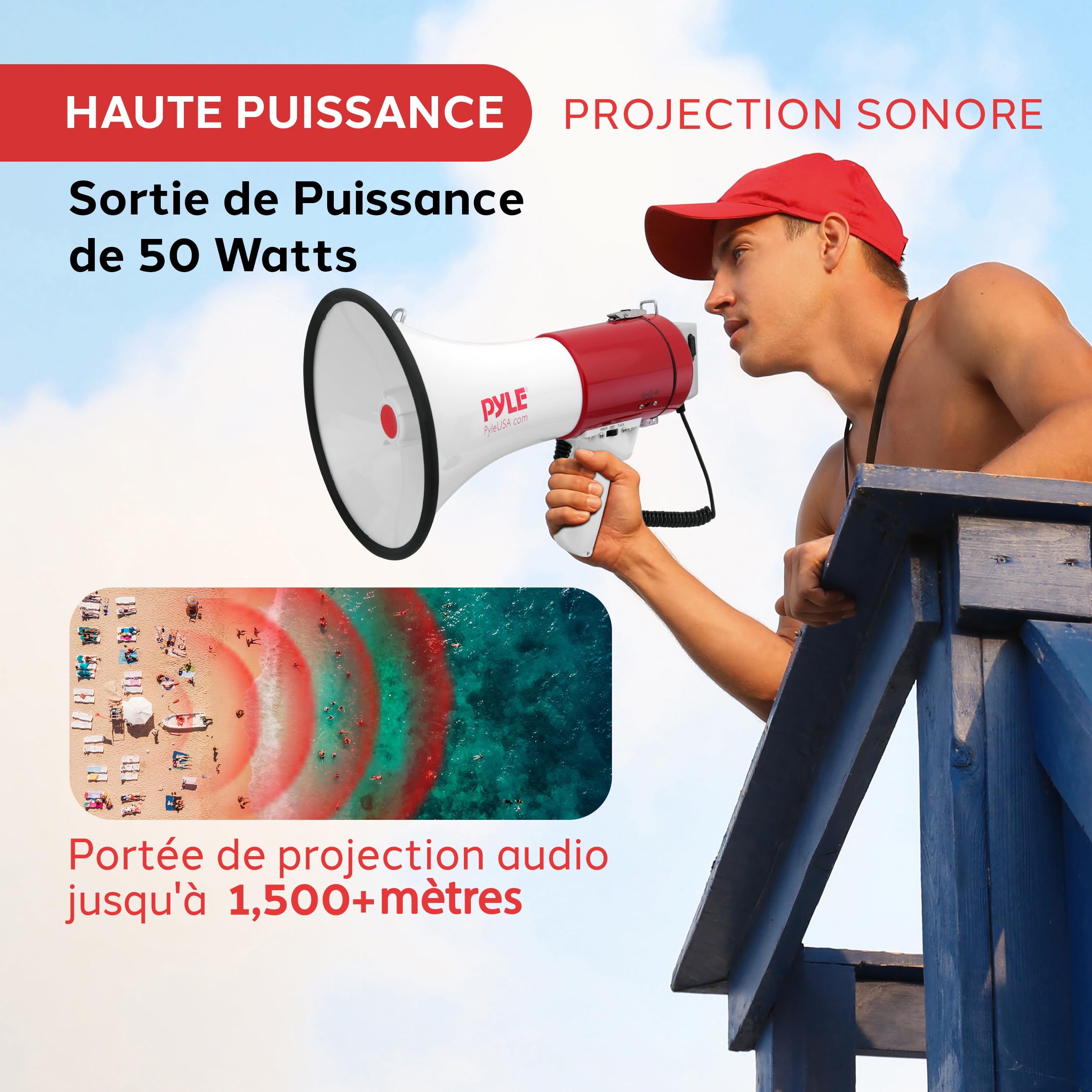 Mini Mégaphone Porte-voix Compact Sans Fil - Noir - Volume Réglable Avec Sirène